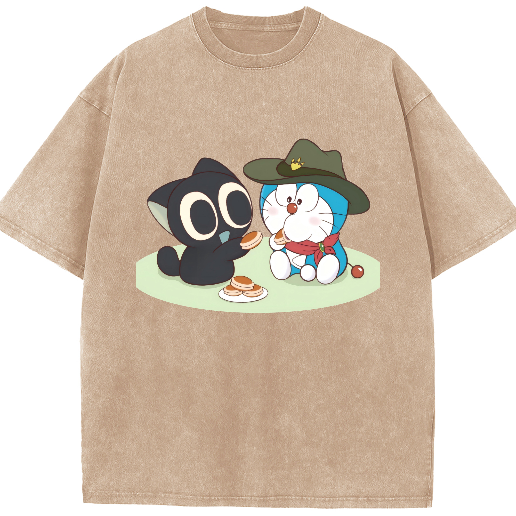 （画像用） ドラえもん Doraemon 綿100% ヴィンテージ風 半袖Tシャツ（フロントプリント）