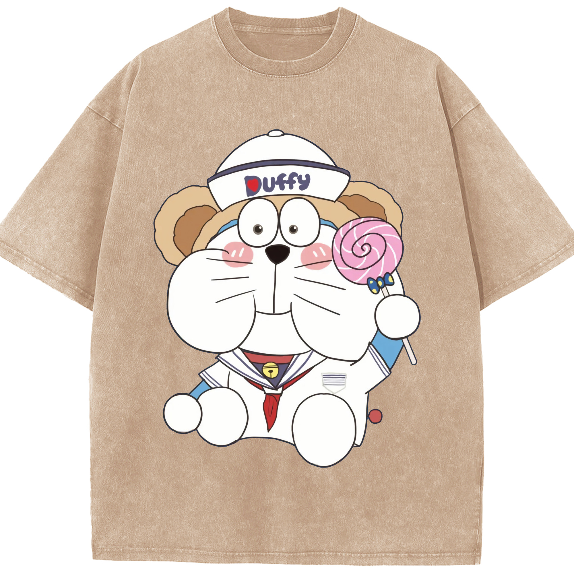 （画像用） ドラえもん Doraemon 綿100% ヴィンテージ風 半袖Tシャツ（フロントプリント）