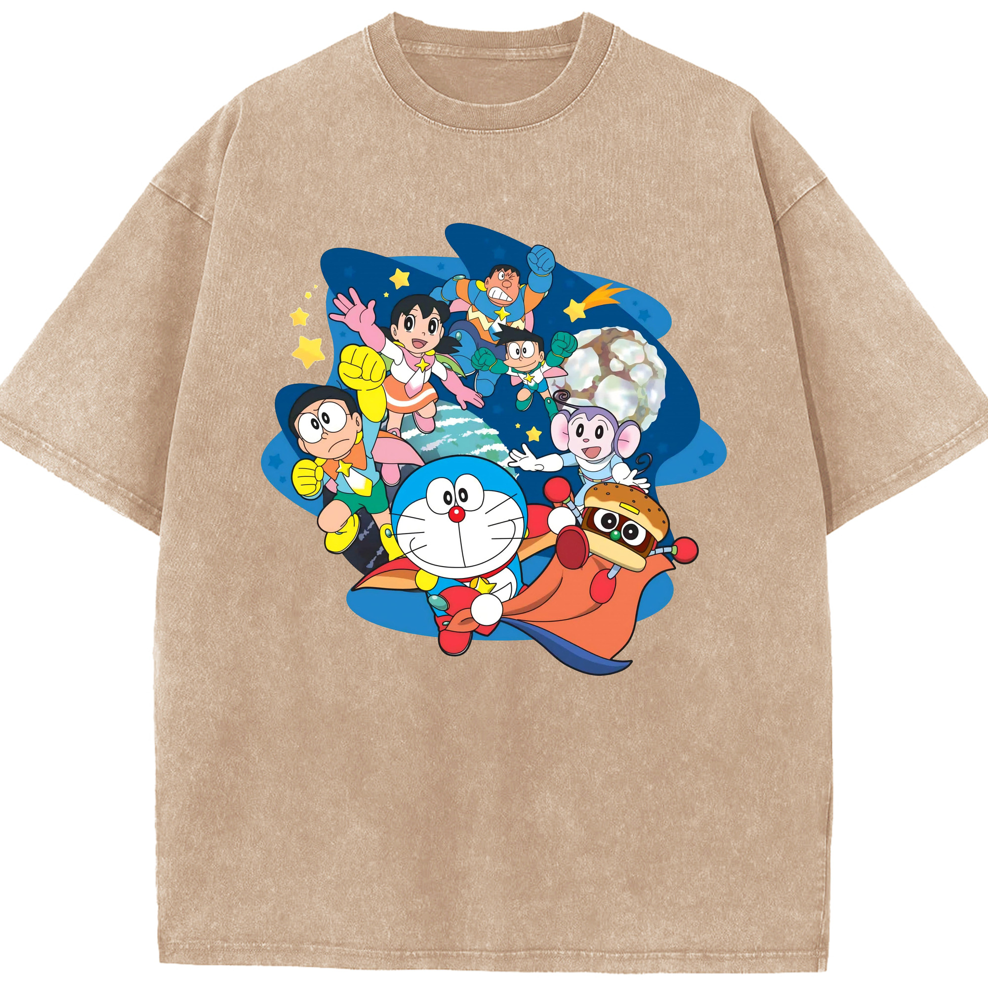 （画像用） ドラえもん Doraemon 綿100% ヴィンテージ風 半袖Tシャツ（フロントプリント）