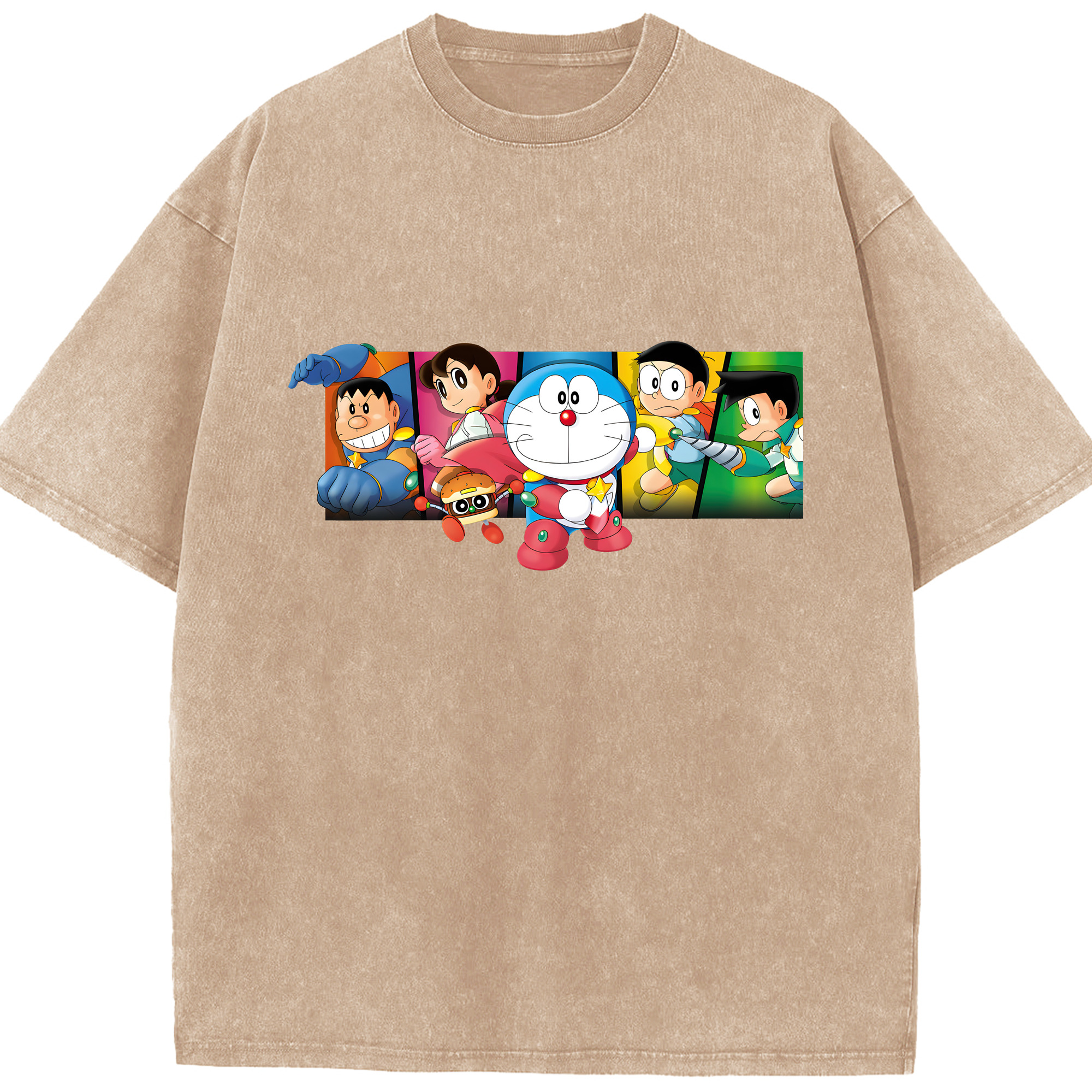 （画像用） ドラえもん Doraemon 綿100% ヴィンテージ風 半袖Tシャツ（フロントプリント）