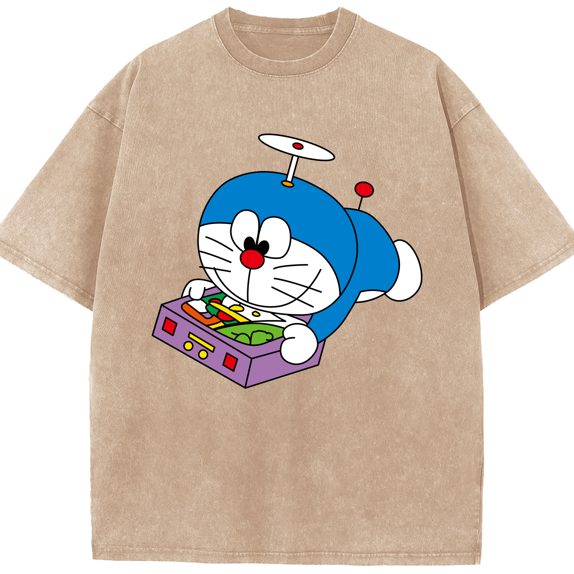 （画像用） ドラえもん Doraemon 綿100% ヴィンテージ風 半袖Tシャツ（フロントプリント）