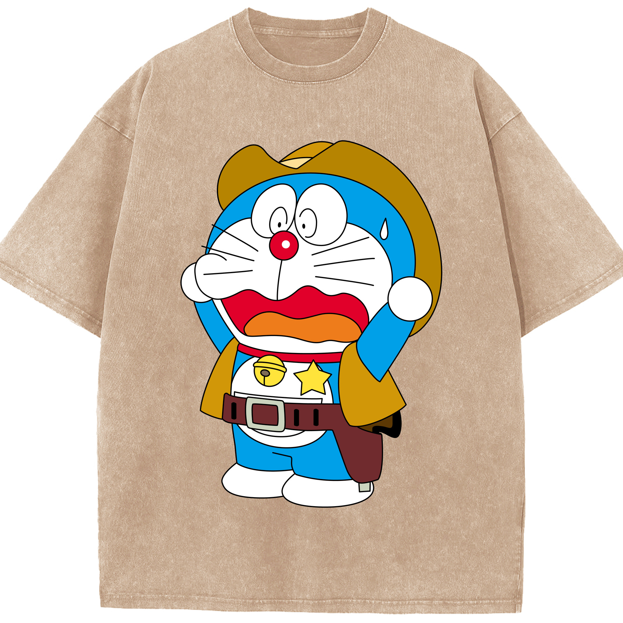 （画像用） ドラえもん Doraemon 綿100% ヴィンテージ風 半袖Tシャツ（フロントプリント）
