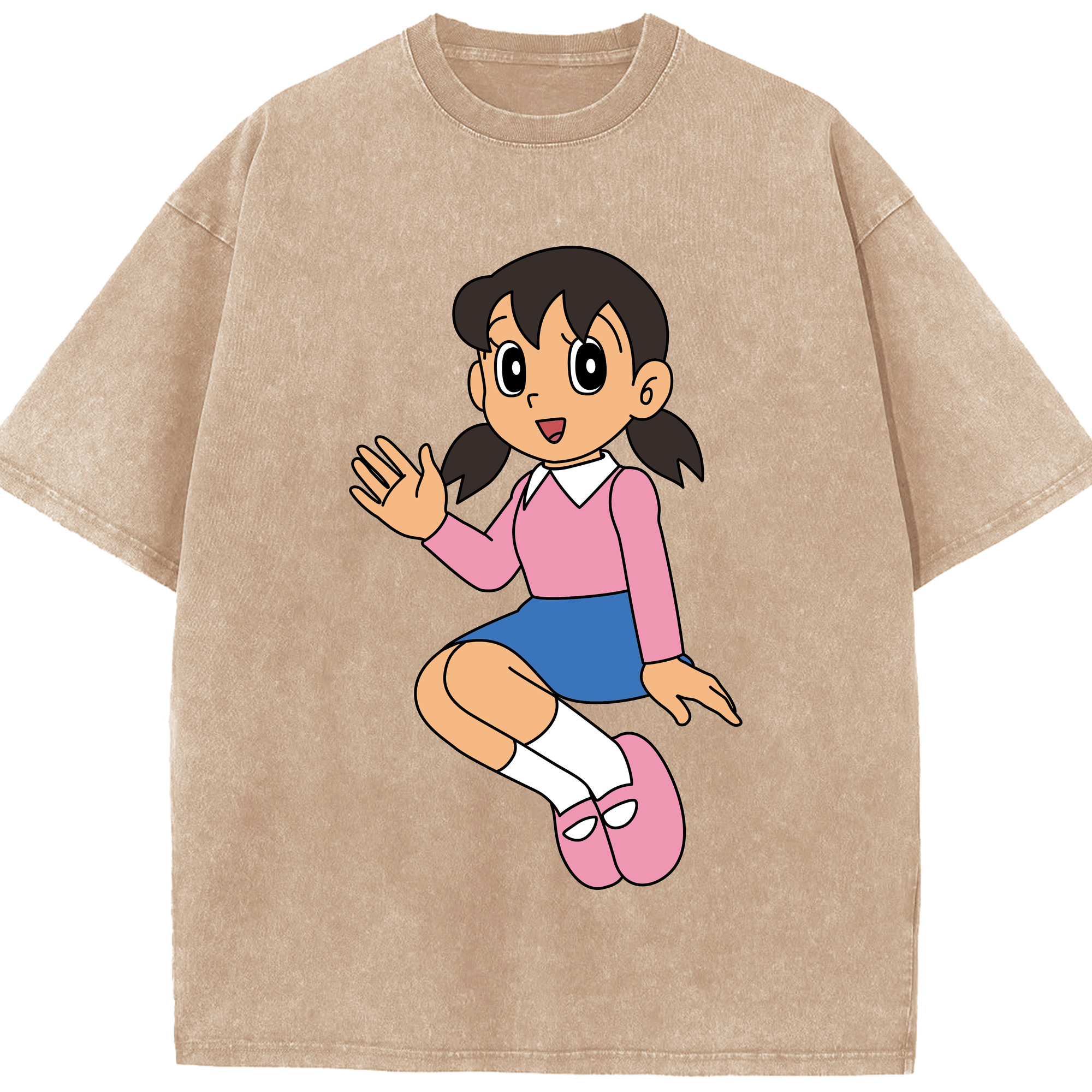 （画像用） ドラえもん みなもと しずか Doraemon Shizuka Minamoto 綿100% ヴィンテージ風 半袖Tシャツ（フロントプリント）