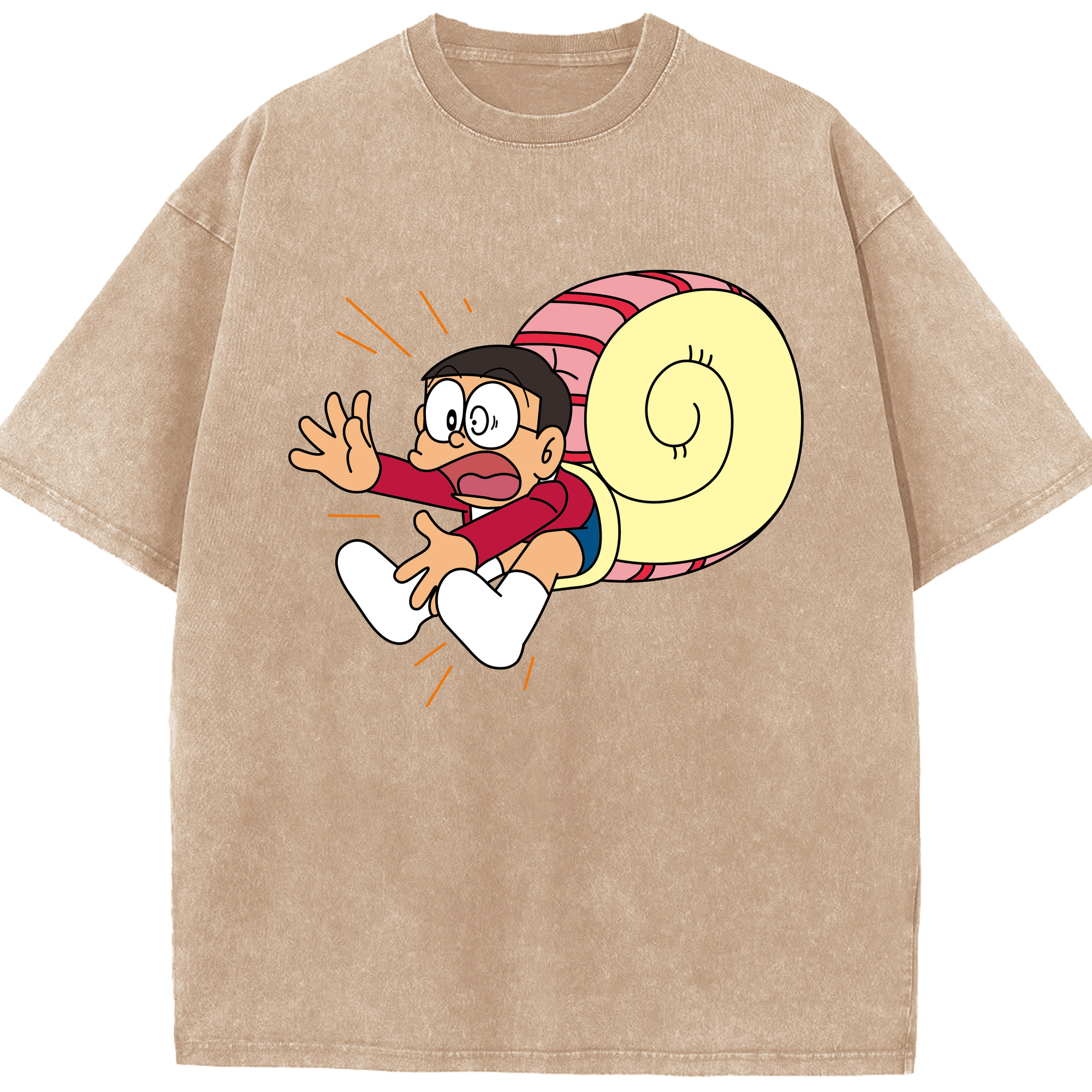 （画像用） ドラえもん 野比 のび太 Doraemon Nobita Nobi 綿100% ヴィンテージ風 半袖Tシャツ（フロントプリント）