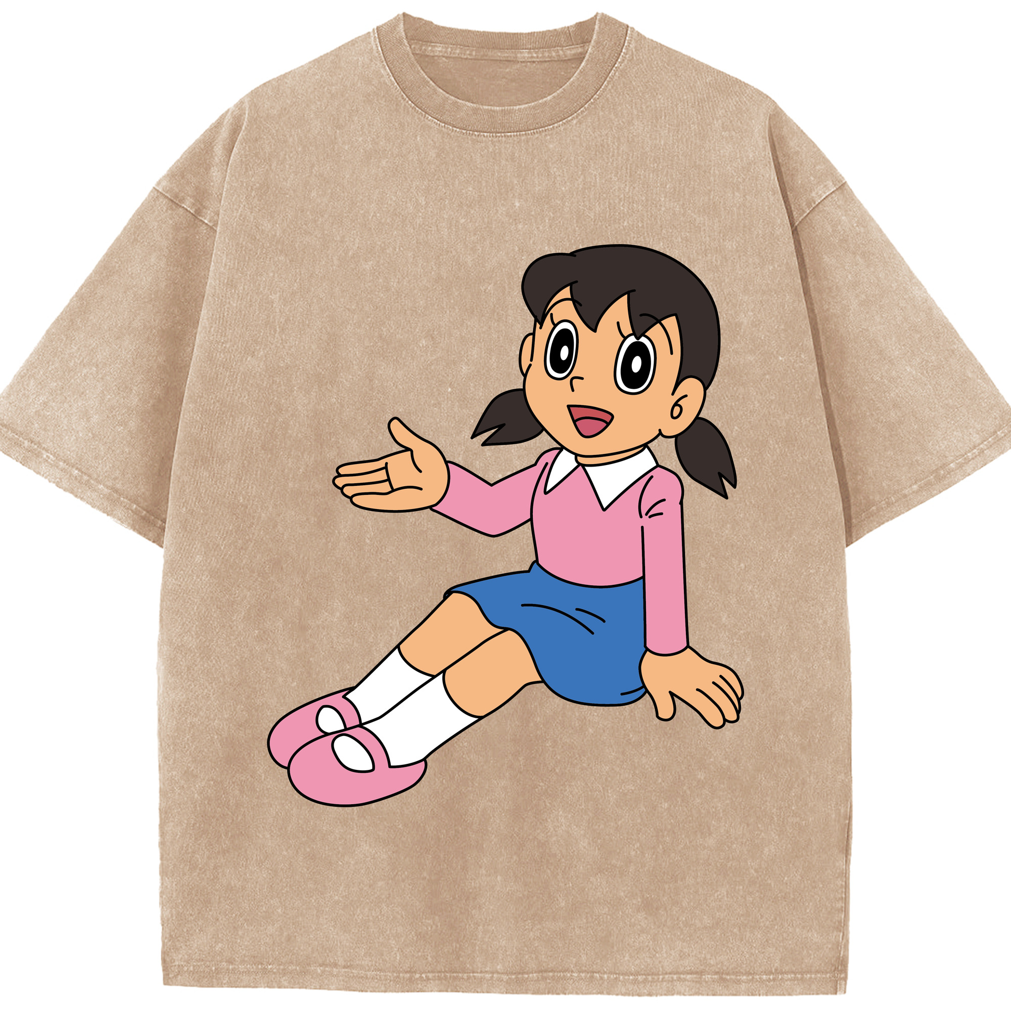 （画像用） ドラえもん みなもと しずか Doraemon Shizuka Minamoto 綿100% ヴィンテージ風 半袖Tシャツ（フロントプリント）