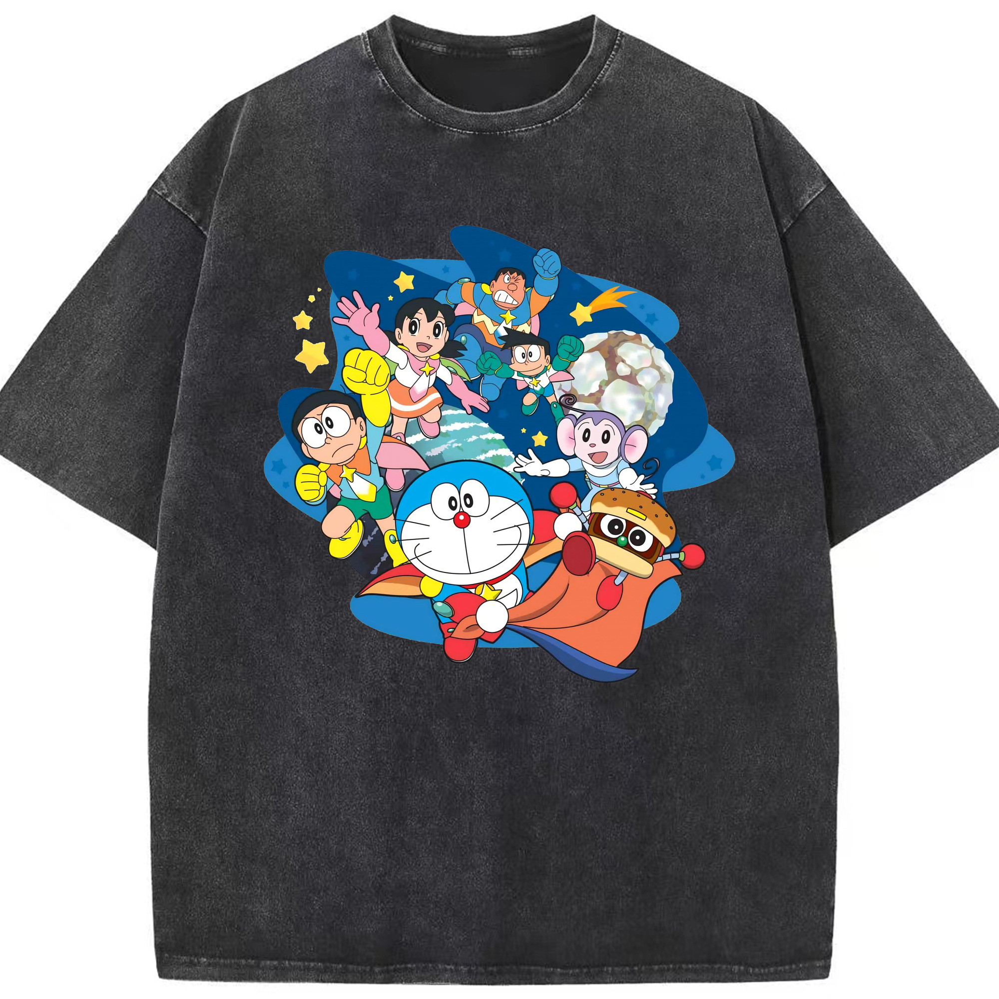 （画像用） ドラえもん Doraemon 綿100% ヴィンテージ風 半袖Tシャツ（フロントプリント）