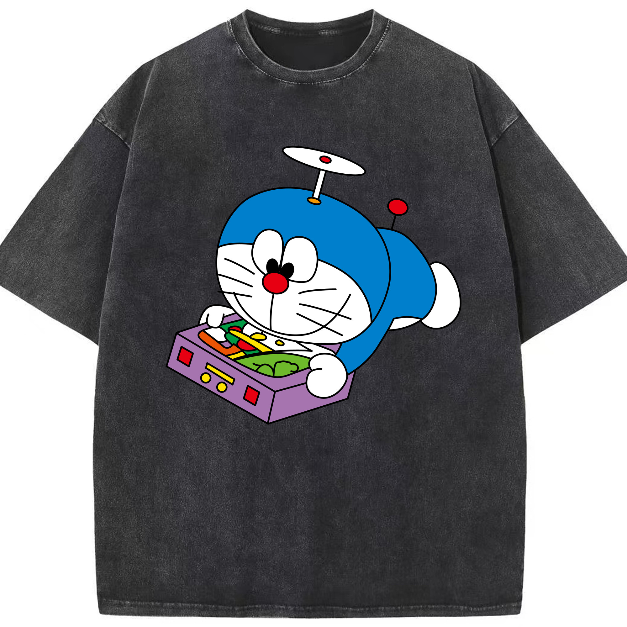 （画像用） ドラえもん Doraemon 綿100% ヴィンテージ風 半袖Tシャツ（フロントプリント）