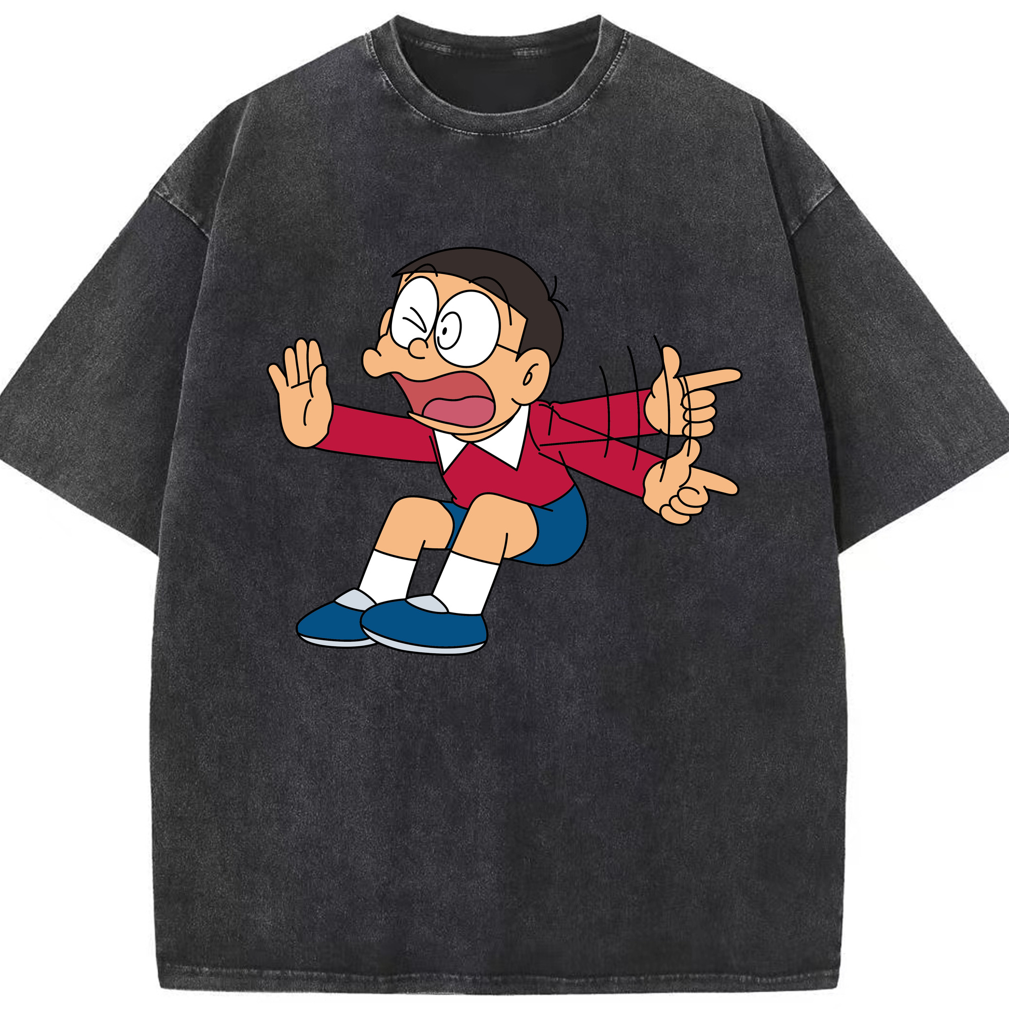 （画像用） ドラえもん 野比 のび太 Doraemon Nobita Nobi 綿100% ヴィンテージ風 半袖Tシャツ（フロントプリント）