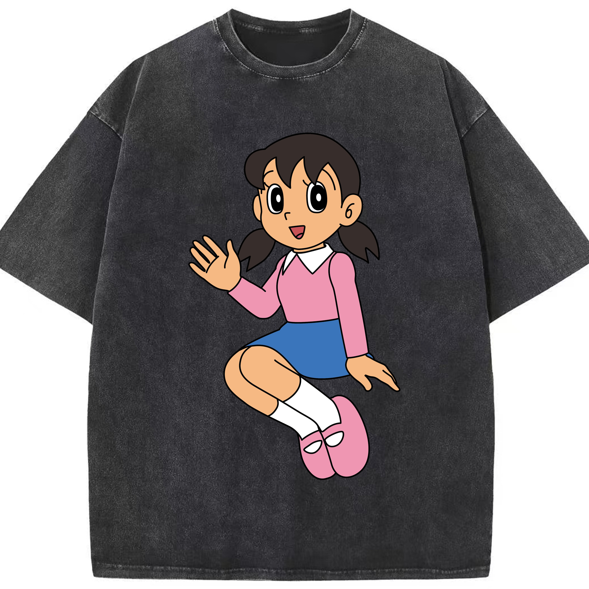 （画像用） ドラえもん みなもと しずか Doraemon Shizuka Minamoto 綿100% ヴィンテージ風 半袖Tシャツ（フロントプリント）