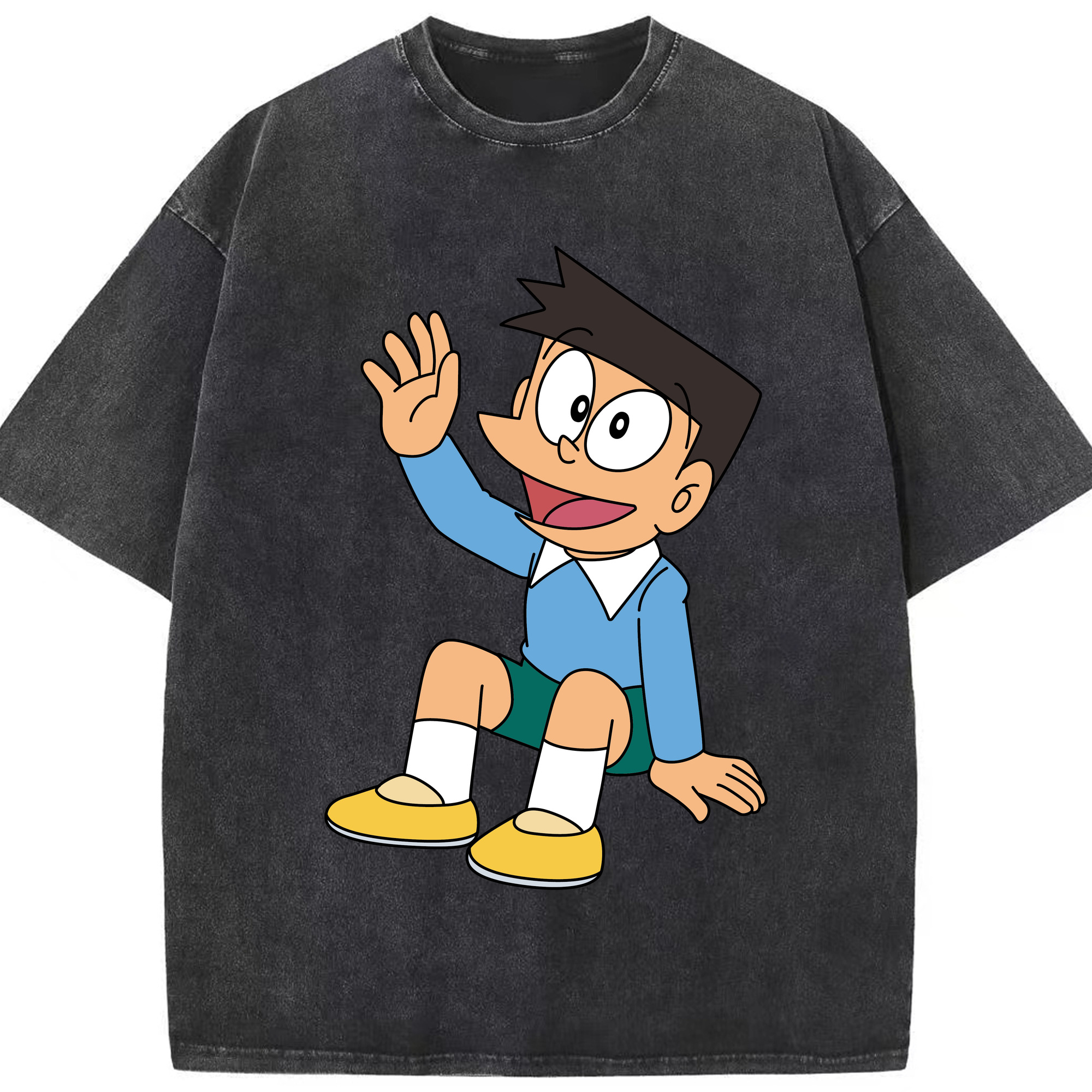 （画像用） ドラえもん 骨川 スネ夫 Doraemon Honekawa Suneo 綿100% ヴィンテージ風 半袖Tシャツ（フロントプリント）