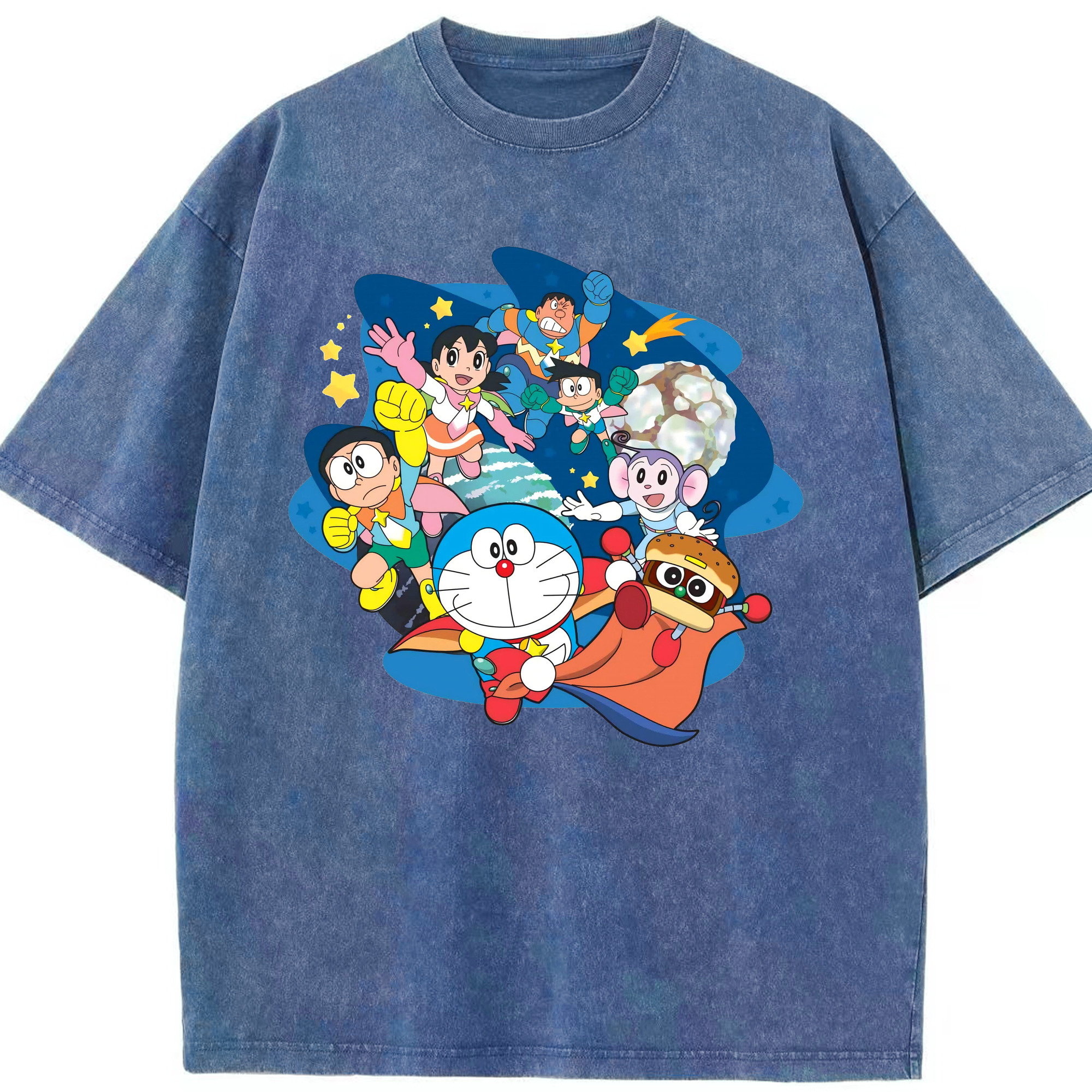 （画像用） ドラえもん Doraemon 綿100% ヴィンテージ風 半袖Tシャツ（フロントプリント）