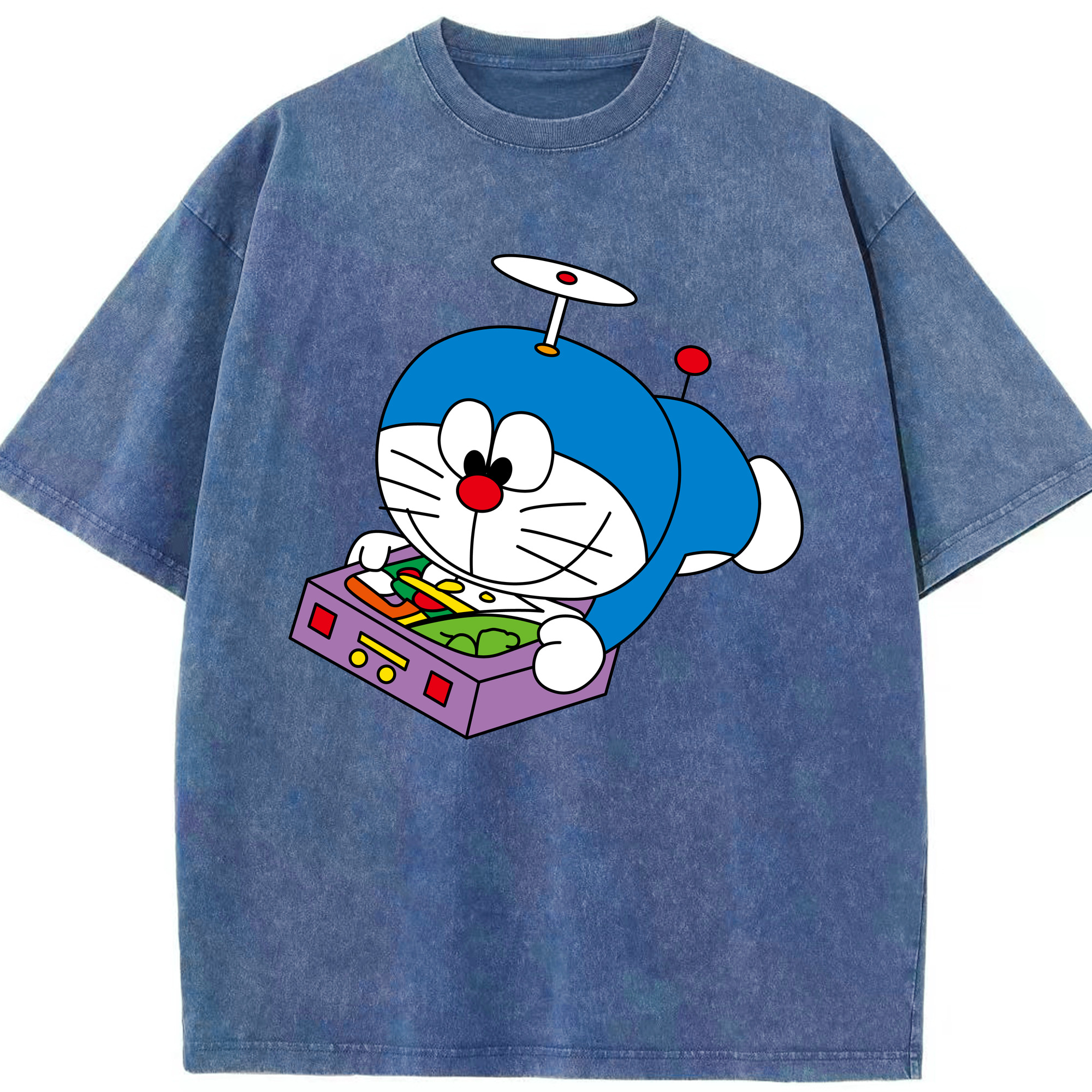 （画像用） ドラえもん Doraemon 綿100% ヴィンテージ風 半袖Tシャツ（フロントプリント）