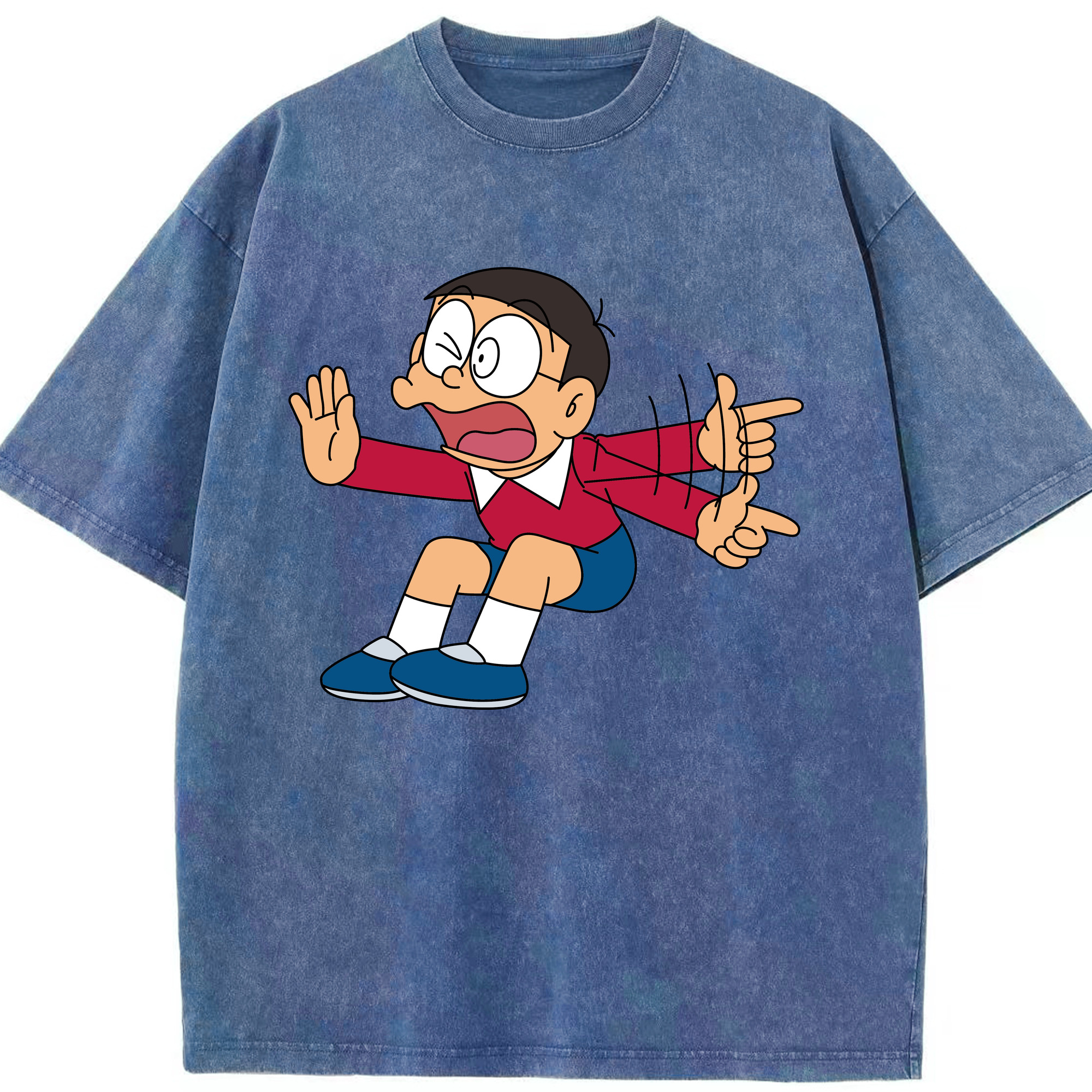 （画像用） ドラえもん 野比 のび太 Doraemon Nobita Nobi 綿100% ヴィンテージ風 半袖Tシャツ（フロントプリント）