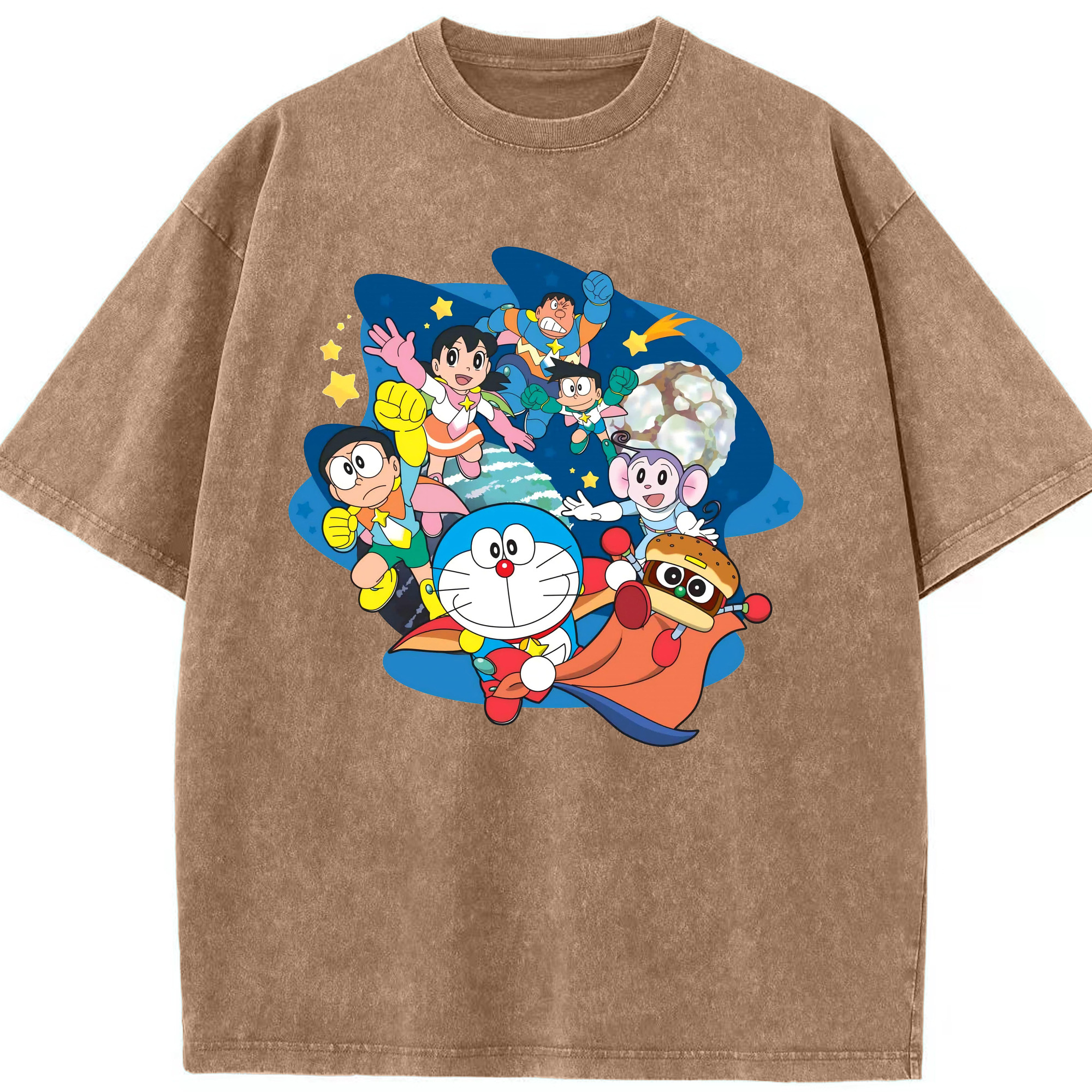（画像用） ドラえもん Doraemon 綿100% ヴィンテージ風 半袖Tシャツ（フロントプリント）