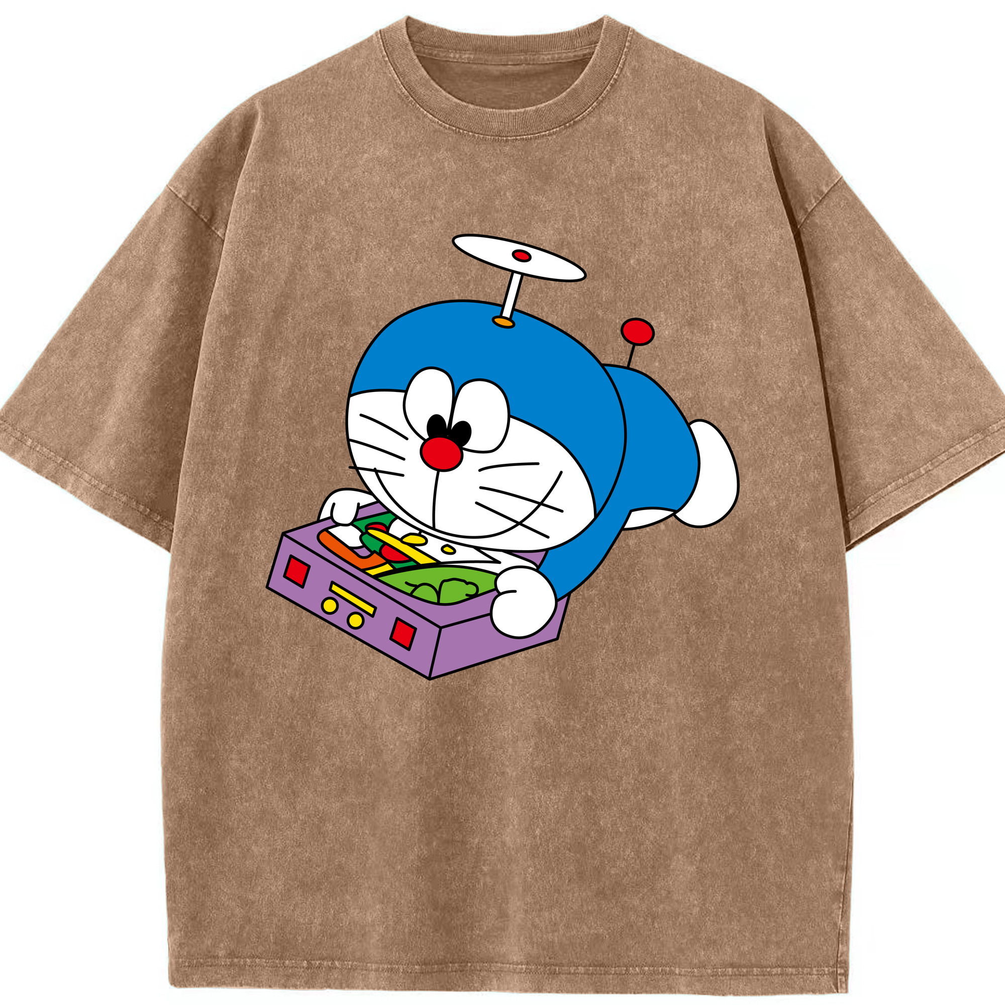 （画像用） ドラえもん Doraemon 綿100% ヴィンテージ風 半袖Tシャツ（フロントプリント）