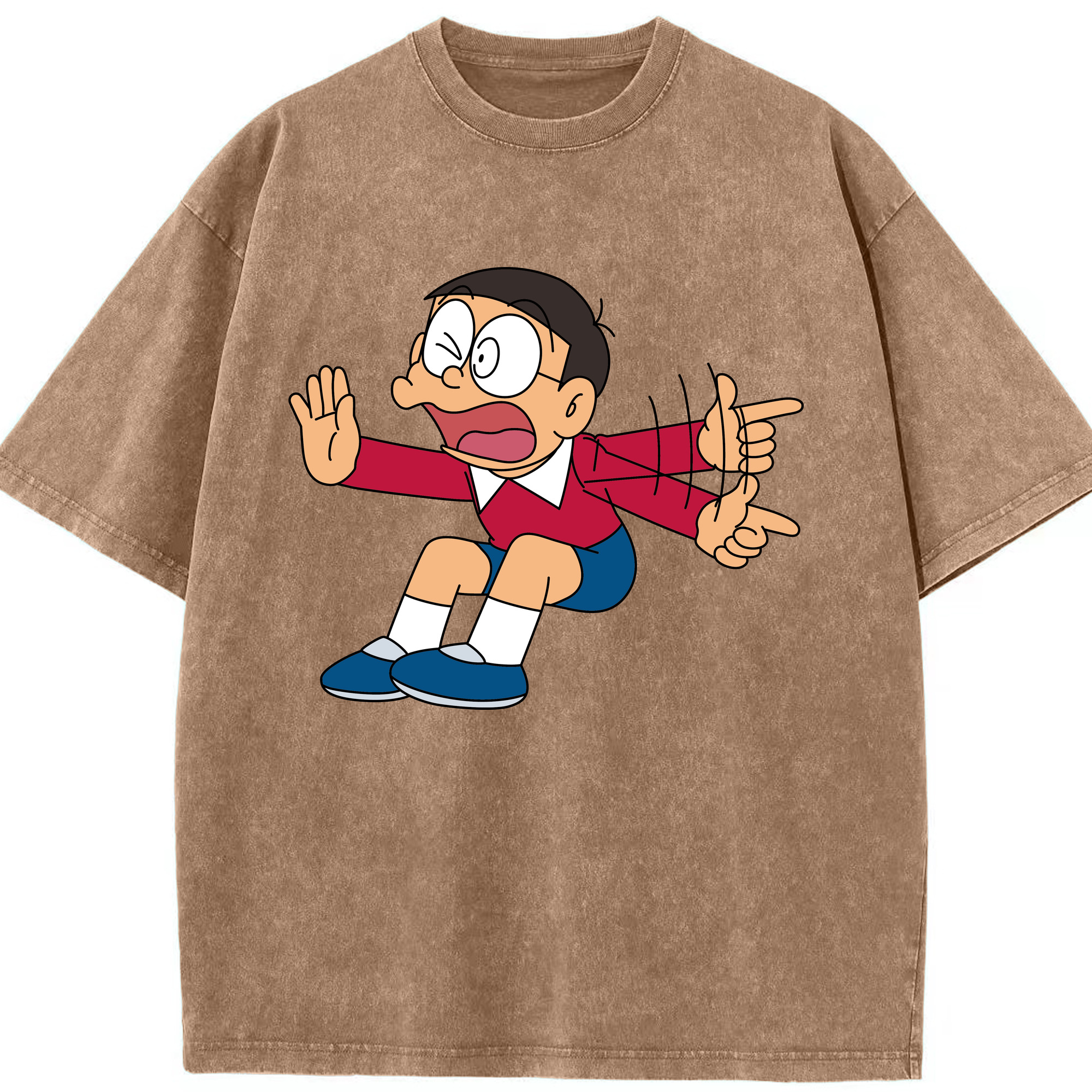 （画像用） ドラえもん 野比 のび太 Doraemon Nobita Nobi 綿100% ヴィンテージ風 半袖Tシャツ（フロントプリント）