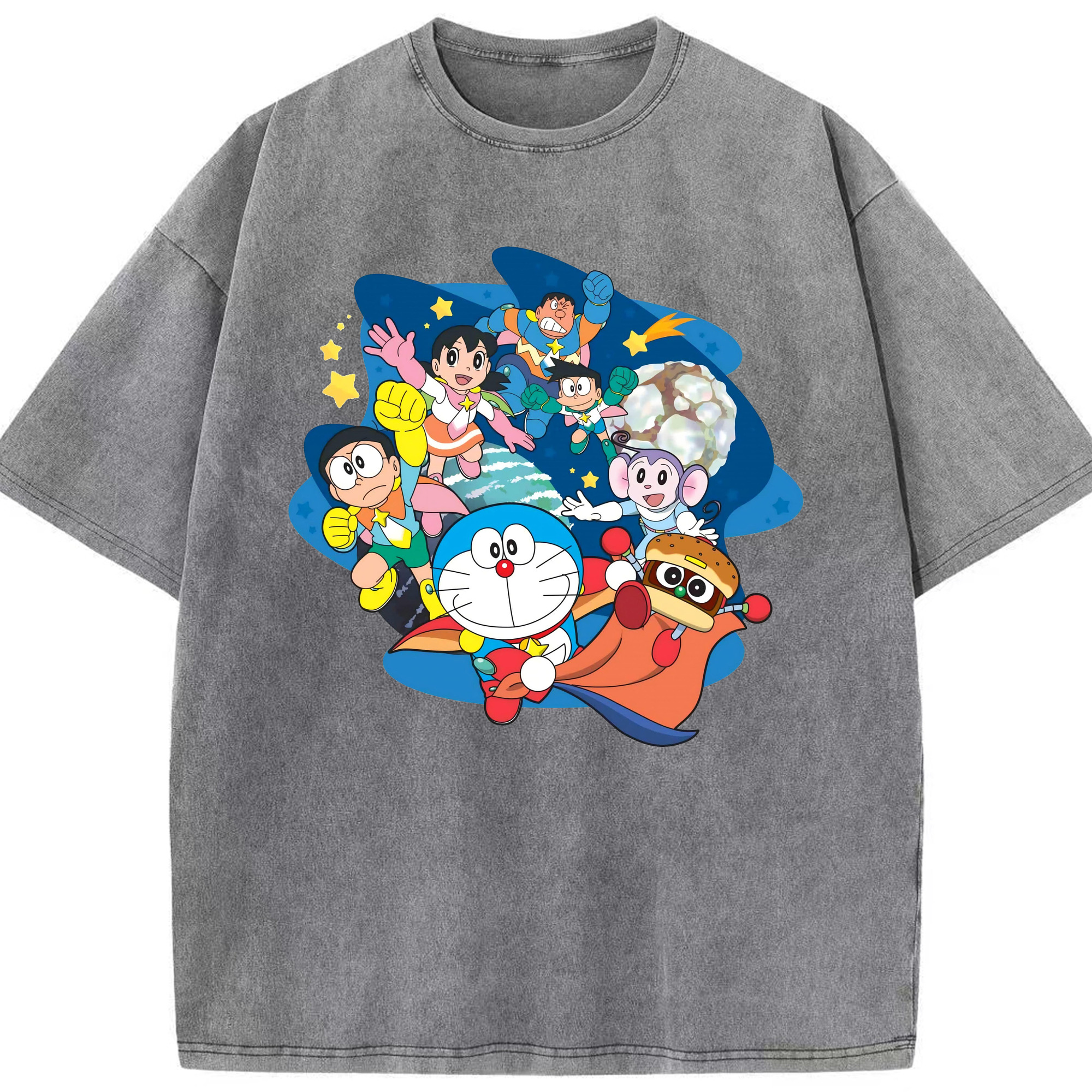 （画像用） ドラえもん Doraemon 綿100% ヴィンテージ風 半袖Tシャツ（フロントプリント）