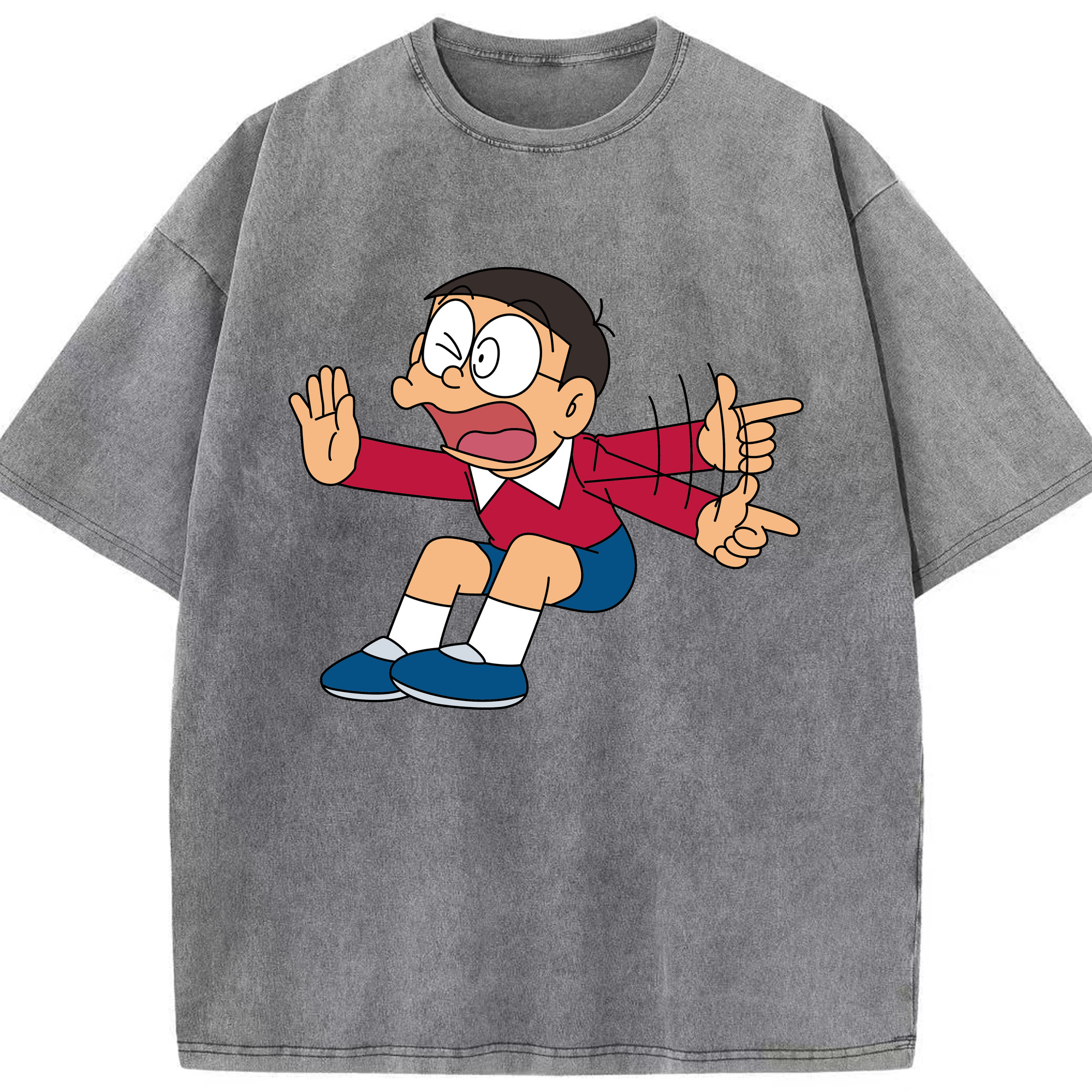 （画像用） ドラえもん 野比 のび太 Doraemon Nobita Nobi 綿100% ヴィンテージ風 半袖Tシャツ（フロントプリント）