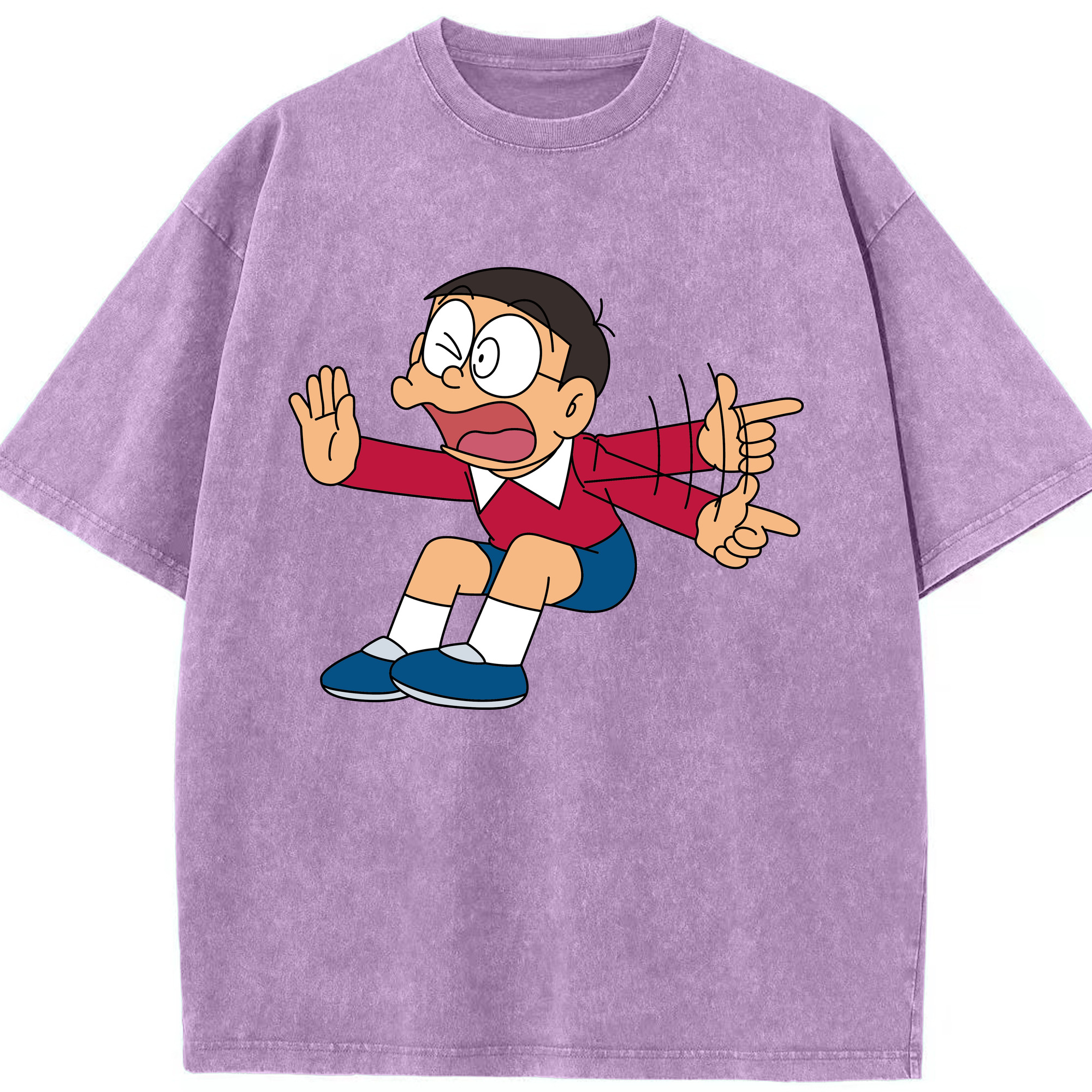 （画像用） ドラえもん 野比 のび太 Doraemon Nobita Nobi 綿100% ヴィンテージ風 半袖Tシャツ（フロントプリント）