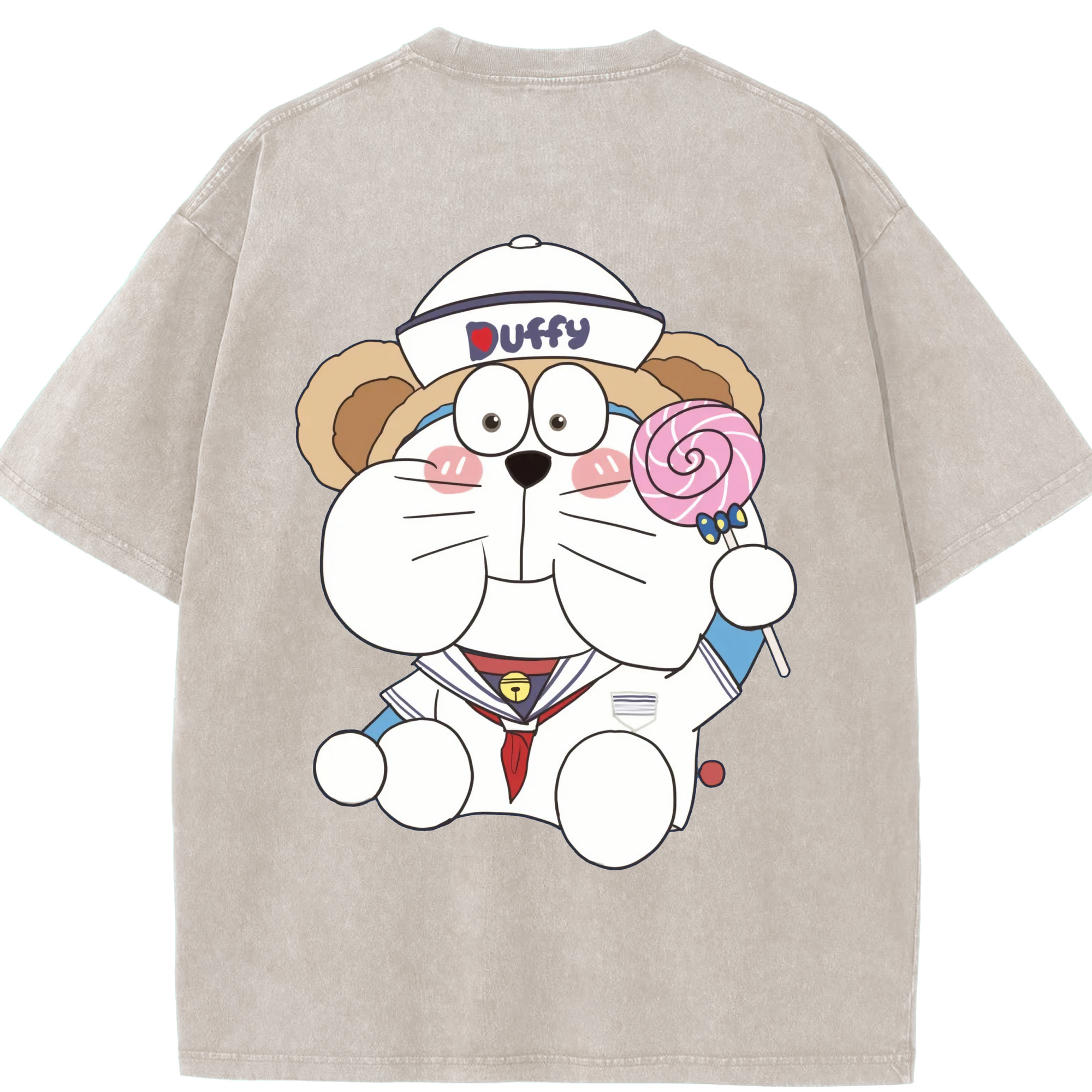 （画像用） ドラえもん Doraemon 綿100% ヴィンテージ風 半袖Tシャツ（背面プリント）