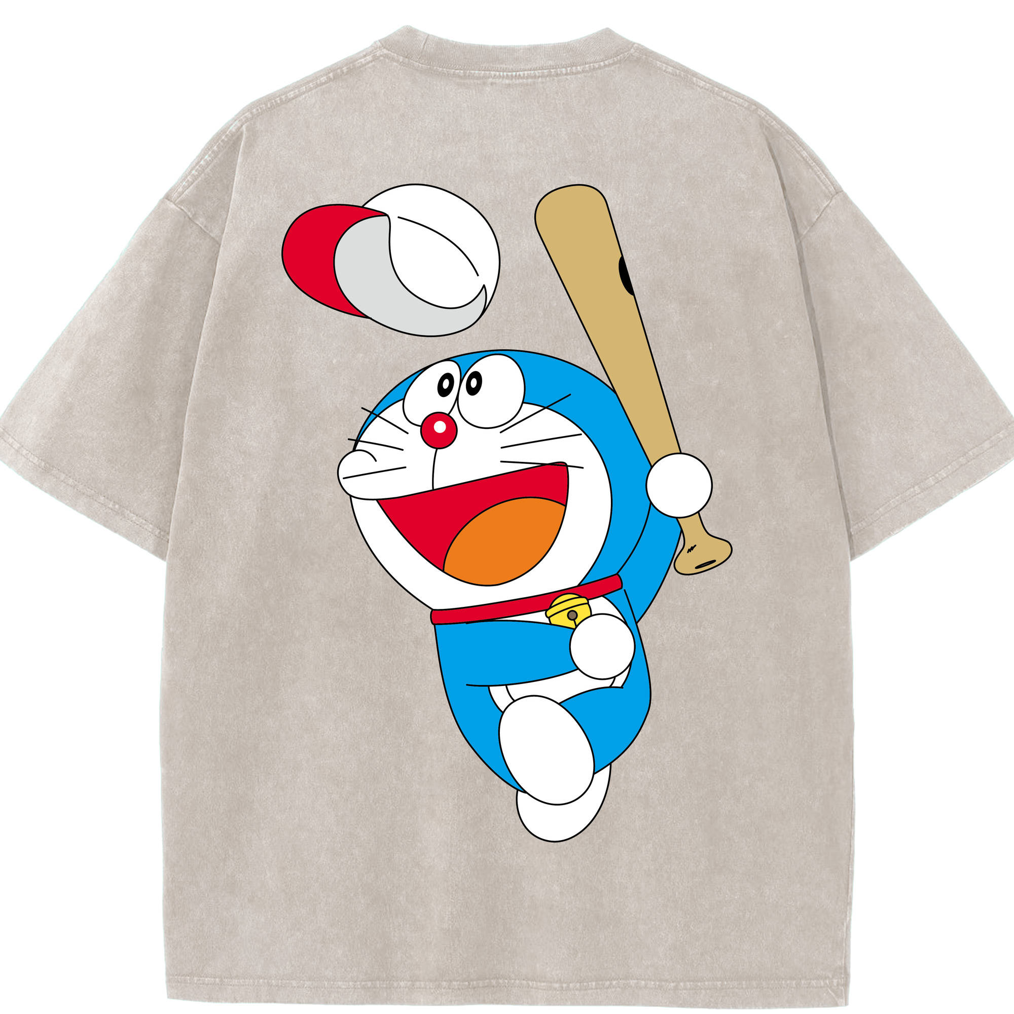 （画像用） ドラえもん Doraemon 綿100% ヴィンテージ風 半袖Tシャツ（背面プリント）