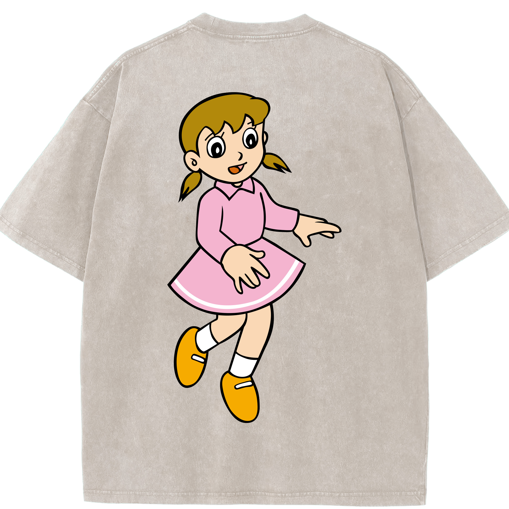 （画像用） ドラえもん みなもと しずか Doraemon Shizuka Minamoto 綿100% ヴィンテージ風 半袖Tシャツ（背面プリント）