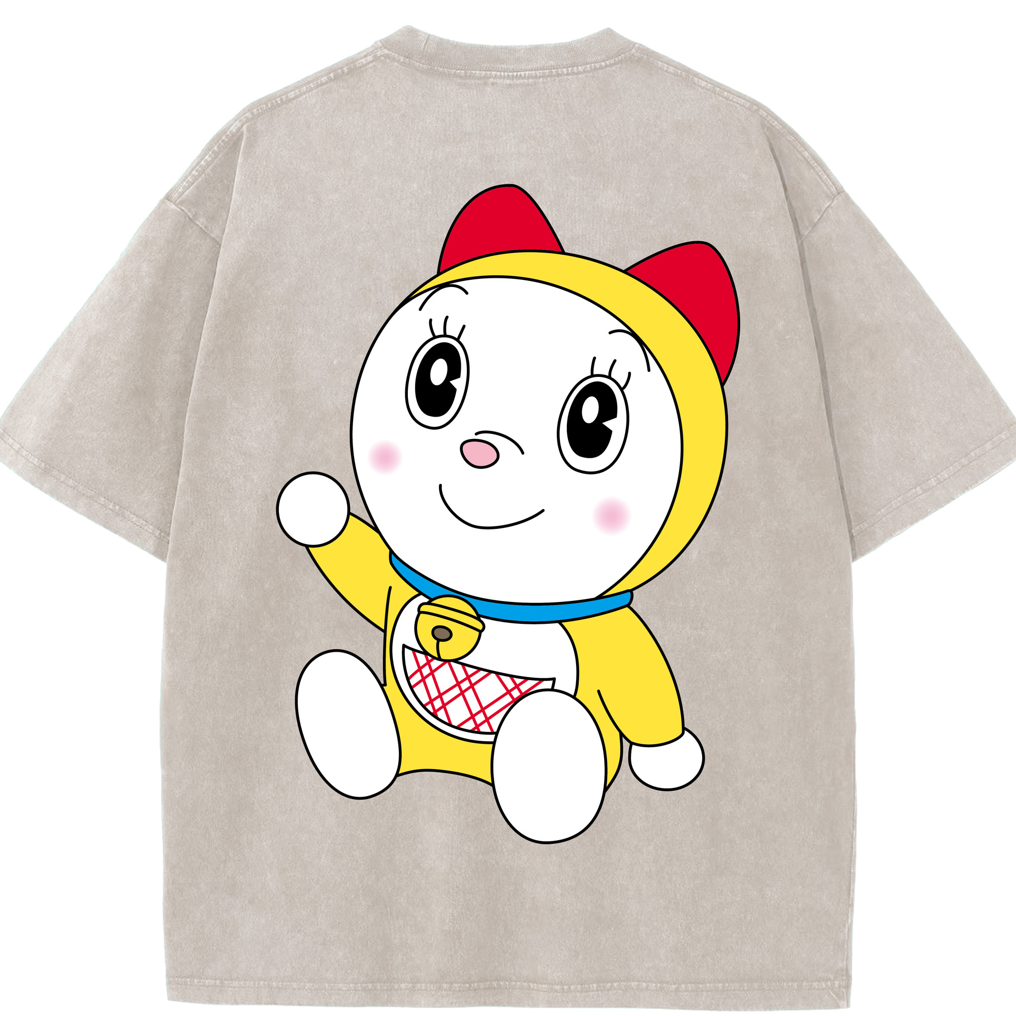 （画像用） ドラえもん ドラミ Doraemon Dorami 綿100% ヴィンテージ風 半袖Tシャツ（背面プリント）