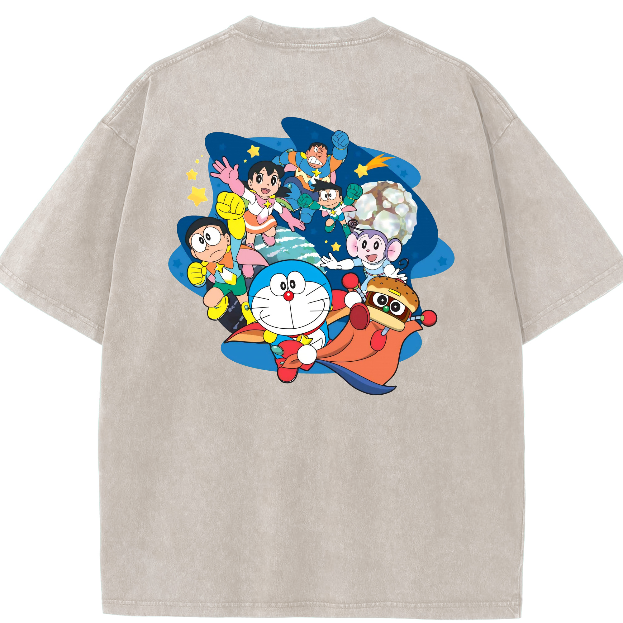 （画像用） ドラえもん Doraemon 綿100% ヴィンテージ風 半袖Tシャツ（背面プリント）