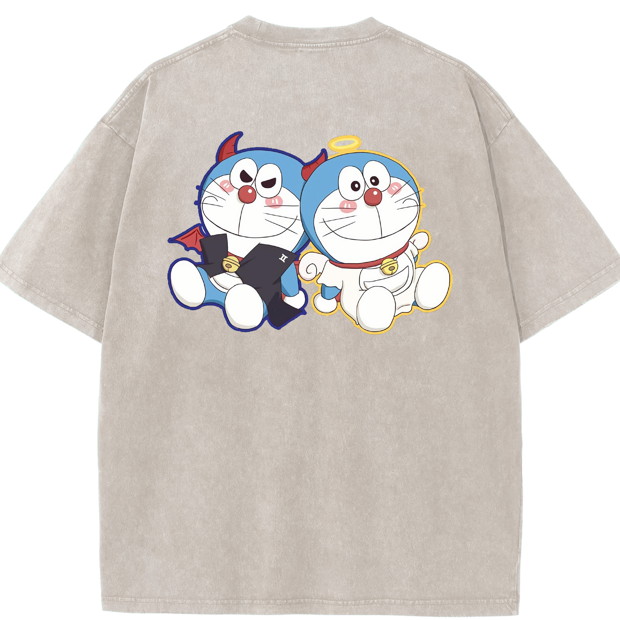 （画像用） ドラえもん Doraemon 綿100% ヴィンテージ風 半袖Tシャツ（背面プリント）