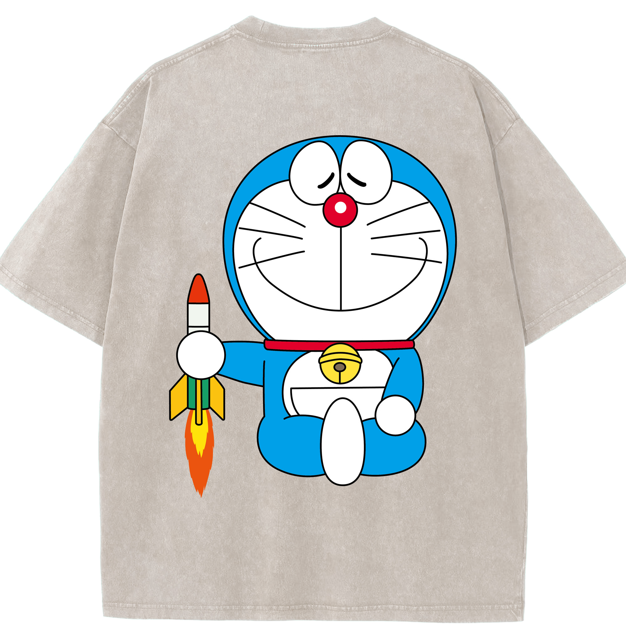 （画像用） ドラえもん Doraemon 綿100% ヴィンテージ風 半袖Tシャツ（背面プリント）