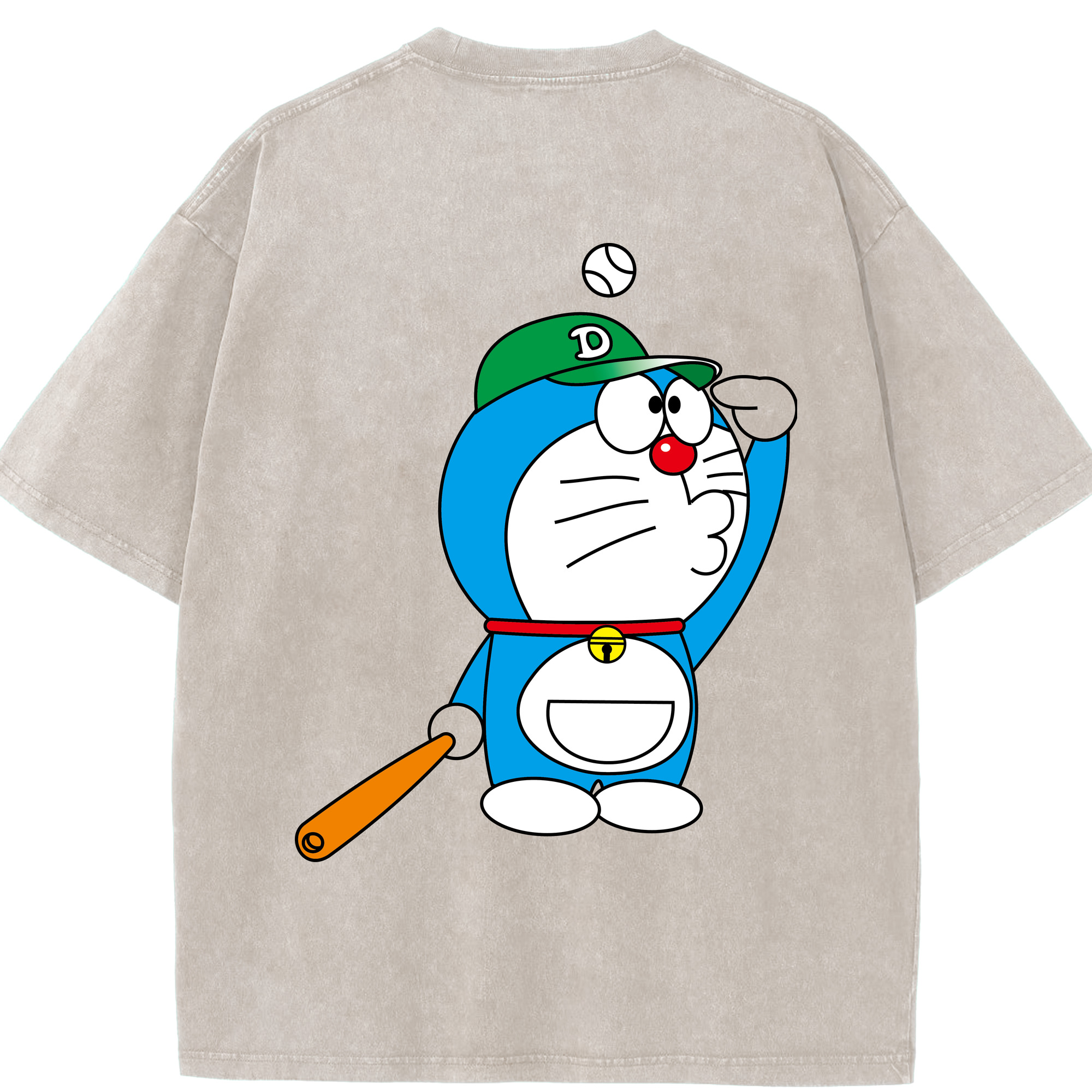 （画像用） ドラえもん Doraemon 綿100% ヴィンテージ風 半袖Tシャツ（背面プリント）