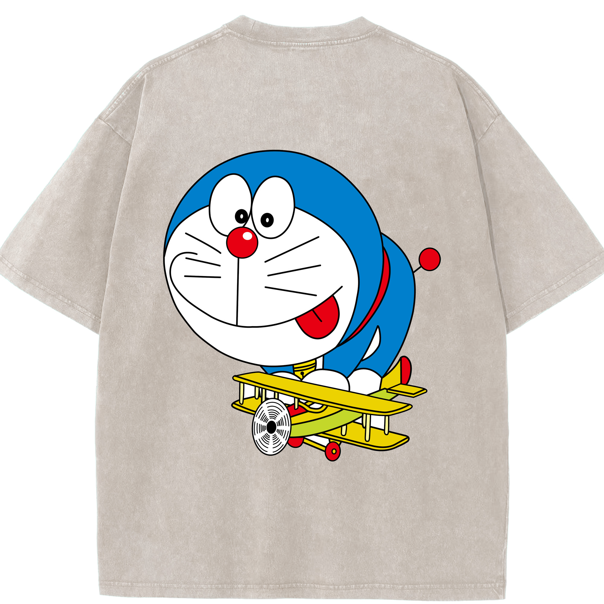 （画像用） ドラえもん Doraemon 綿100% ヴィンテージ風 半袖Tシャツ（背面プリント）