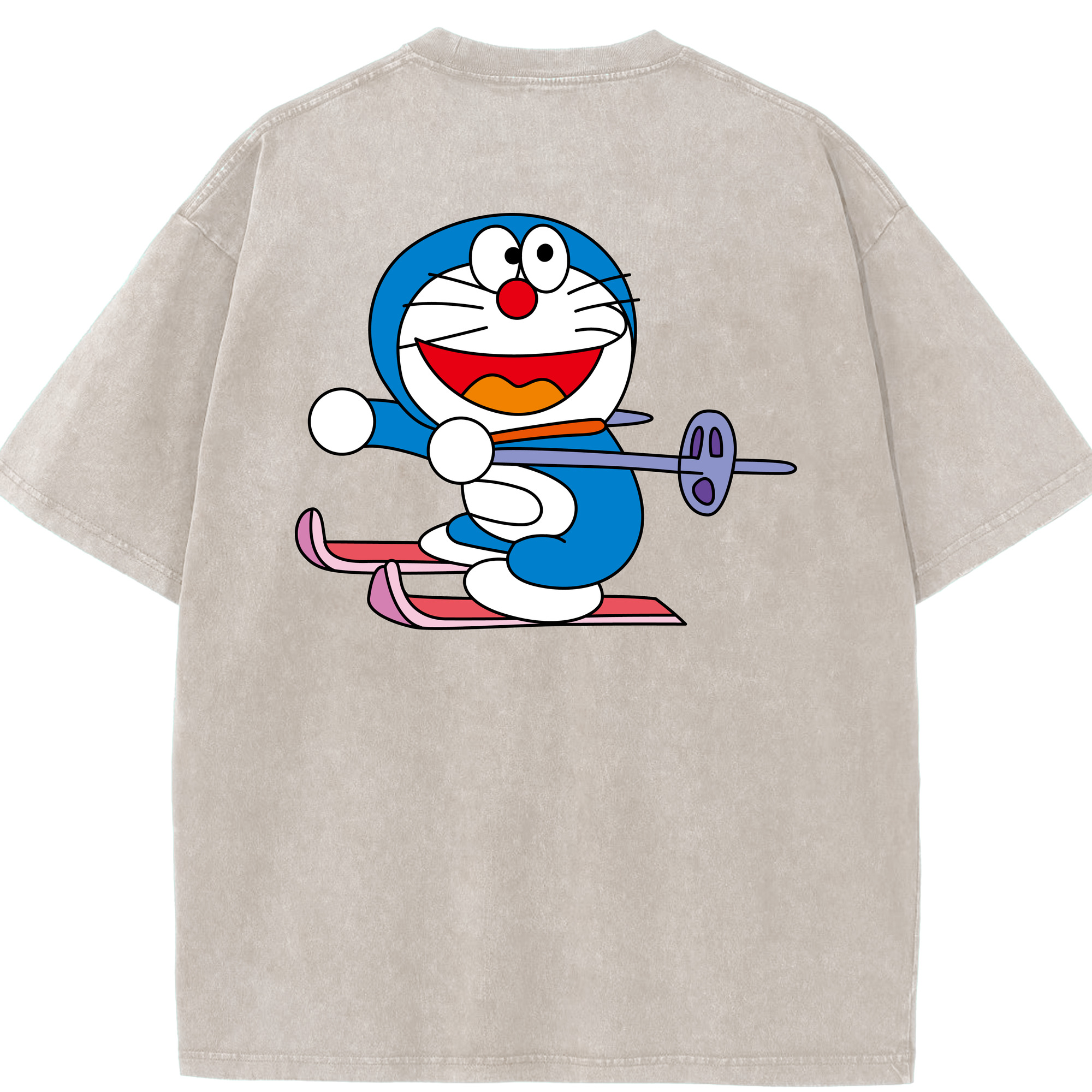 （画像用） ドラえもん Doraemon 綿100% ヴィンテージ風 半袖Tシャツ（背面プリント）