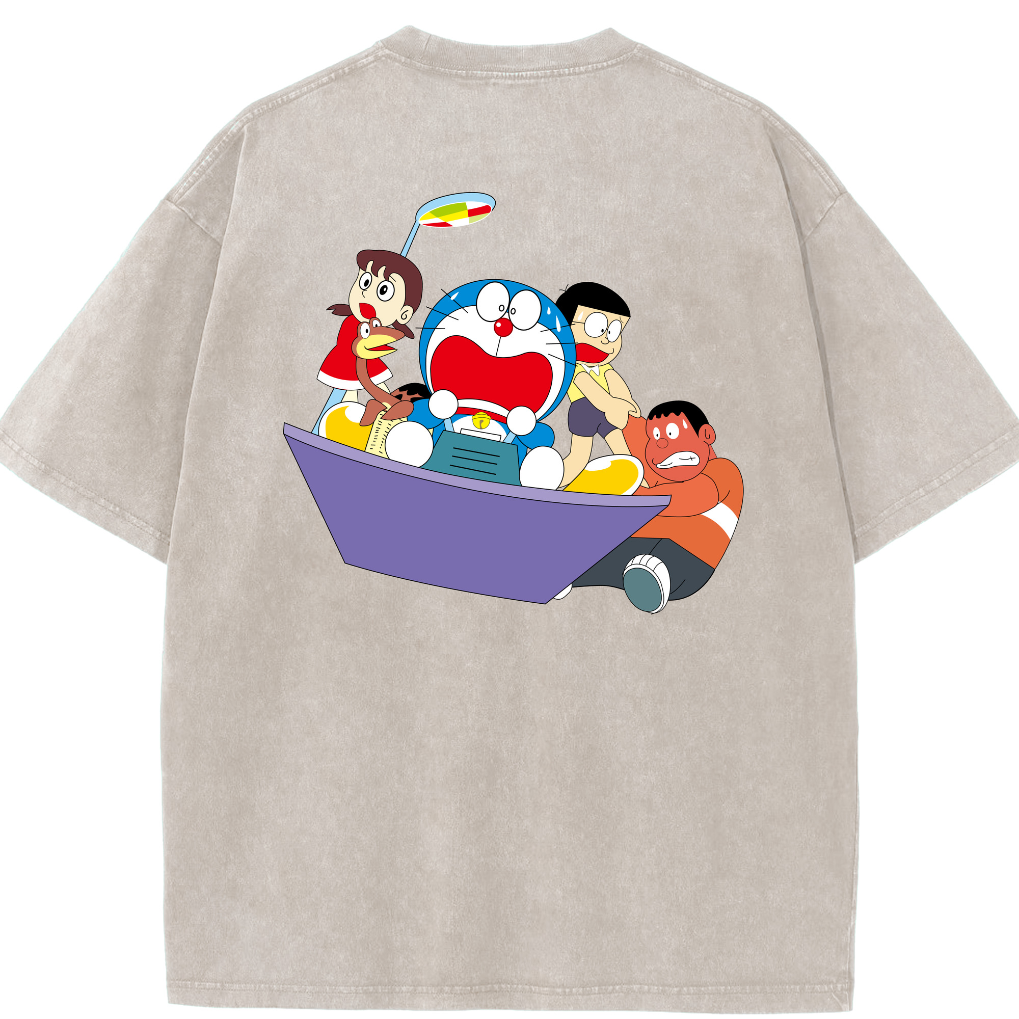 （画像用） ドラえもん Doraemon 綿100% ヴィンテージ風 半袖Tシャツ（背面プリント）
