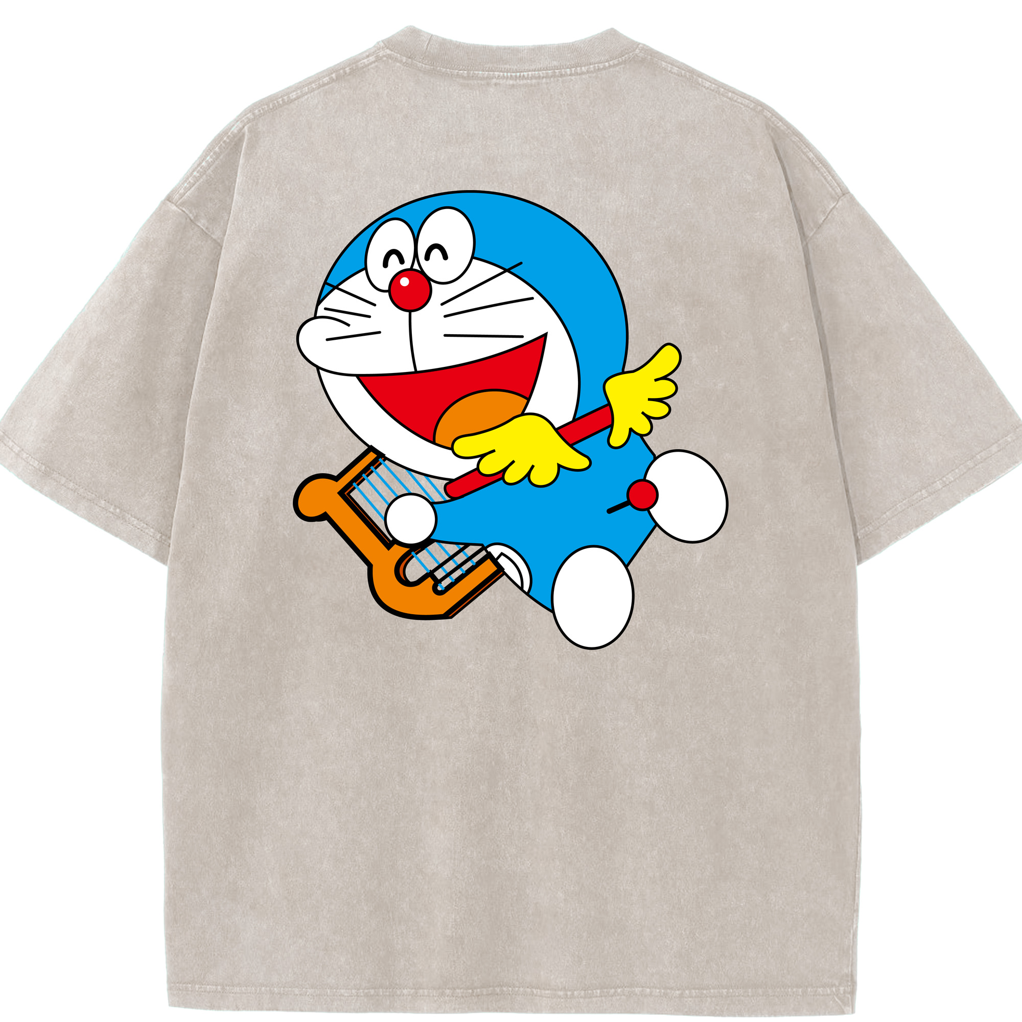 （画像用） ドラえもん Doraemon 綿100% ヴィンテージ風 半袖Tシャツ（背面プリント）