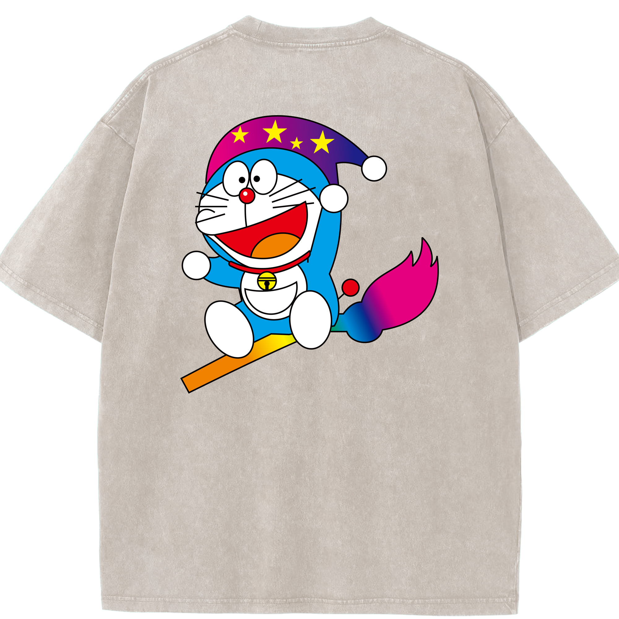 （画像用） ドラえもん Doraemon 綿100% ヴィンテージ風 半袖Tシャツ（背面プリント）