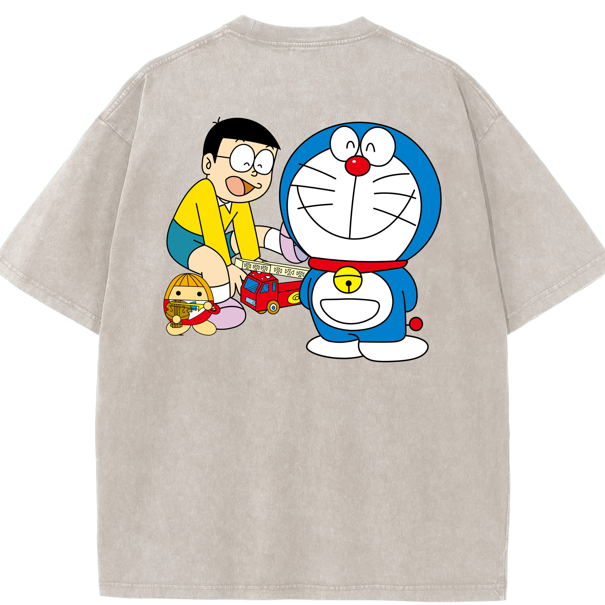 （画像用） ドラえもん Doraemon 綿100% ヴィンテージ風 半袖Tシャツ（背面プリント）