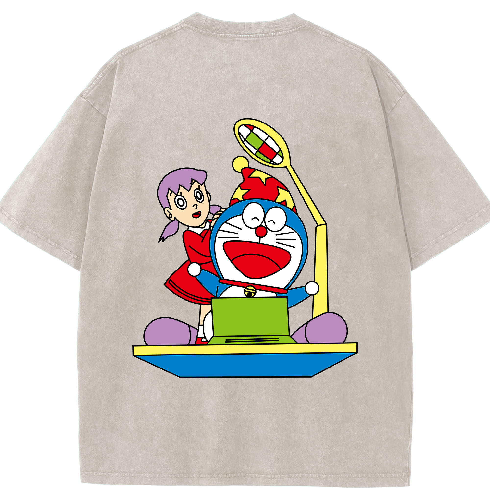 （画像用） ドラえもん みなもと しずか Doraemon Shizuka Minamoto 綿100% ヴィンテージ風 半袖Tシャツ（背面プリント）