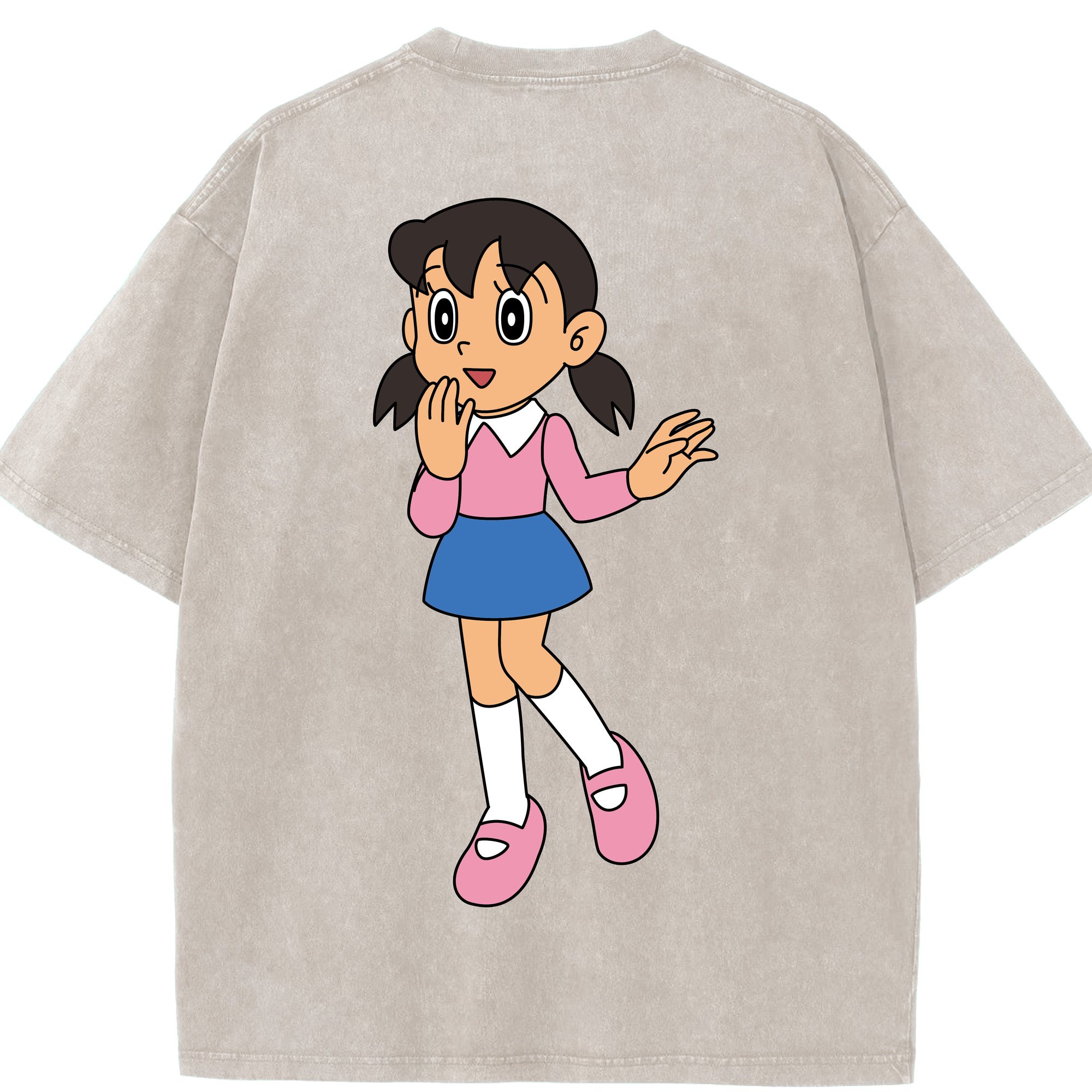 （画像用） ドラえもん みなもと しずか Doraemon Shizuka Minamoto 綿100% ヴィンテージ風 半袖Tシャツ（背面プリント）
