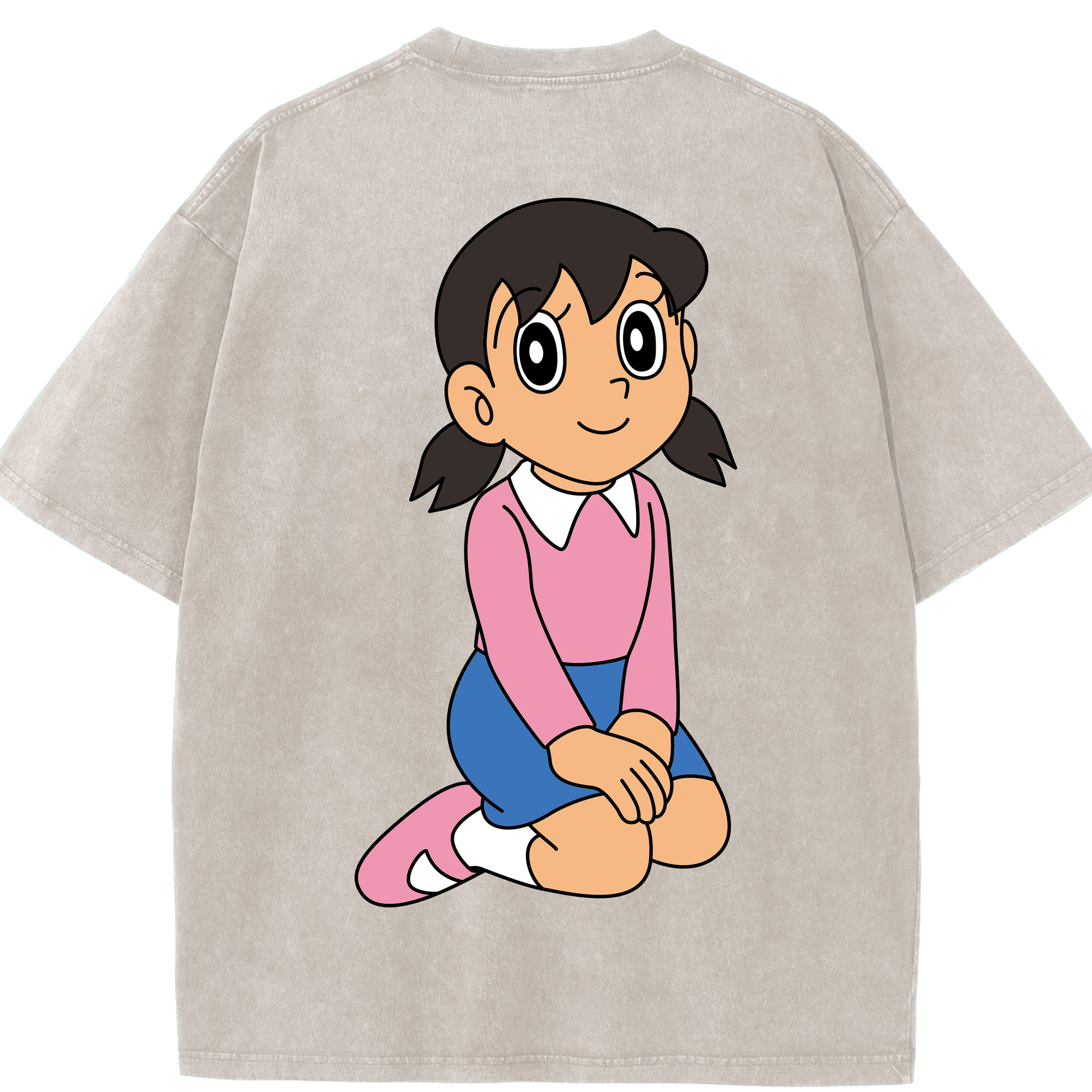 （画像用） ドラえもん みなもと しずか Doraemon Shizuka Minamoto 綿100% ヴィンテージ風 半袖Tシャツ（背面プリント）