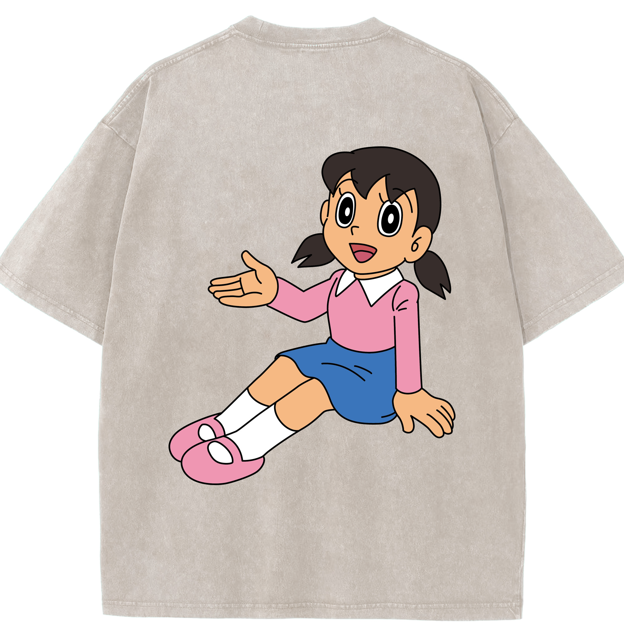 （画像用） ドラえもん みなもと しずか Doraemon Shizuka Minamoto 綿100% ヴィンテージ風 半袖Tシャツ（背面プリント）