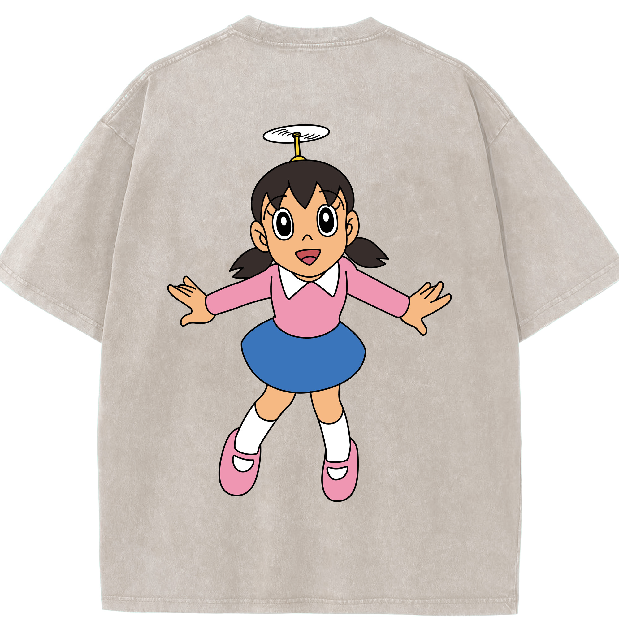 （画像用） ドラえもん みなもと しずか Doraemon Shizuka Minamoto 綿100% ヴィンテージ風 半袖Tシャツ（背面プリント）