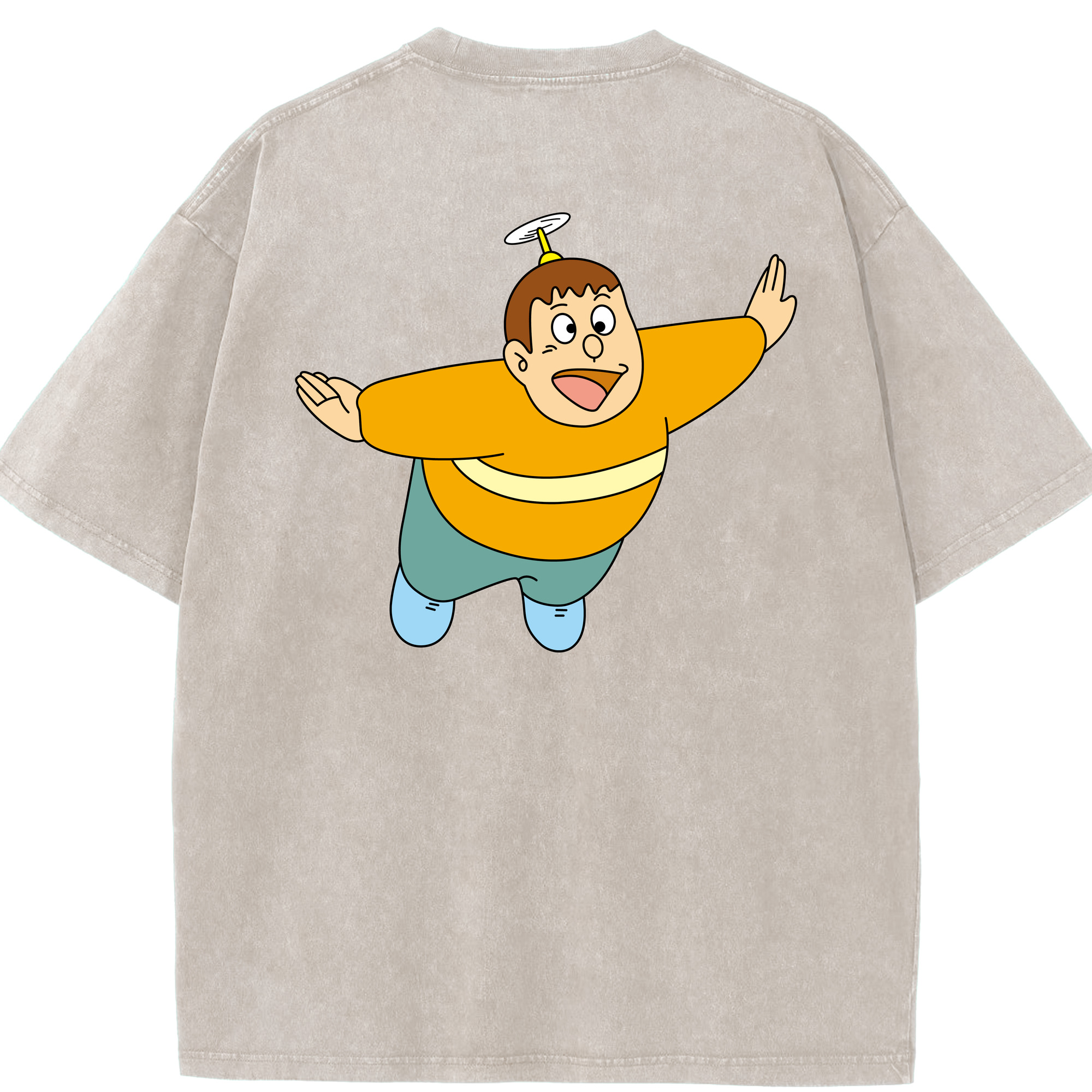 （画像用） ドラえもん 剛田武 Doraemon Gouta Takeshi 綿100% ヴィンテージ風 半袖Tシャツ（背面プリント）