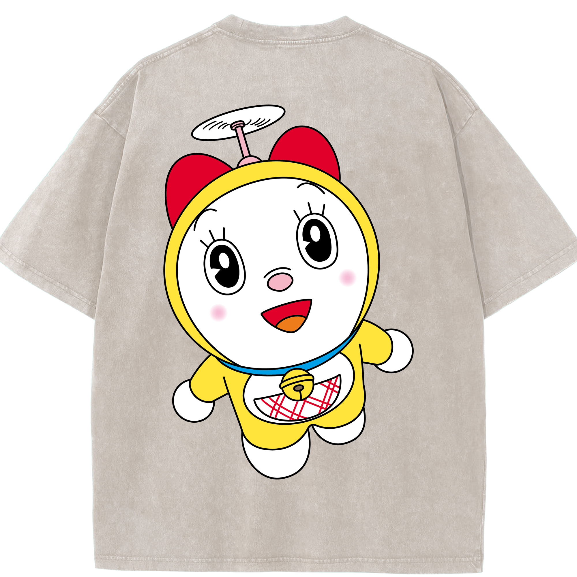 （画像用） ドラえもん ドラミ Doraemon Dorami 綿100% ヴィンテージ風 半袖Tシャツ（背面プリント）