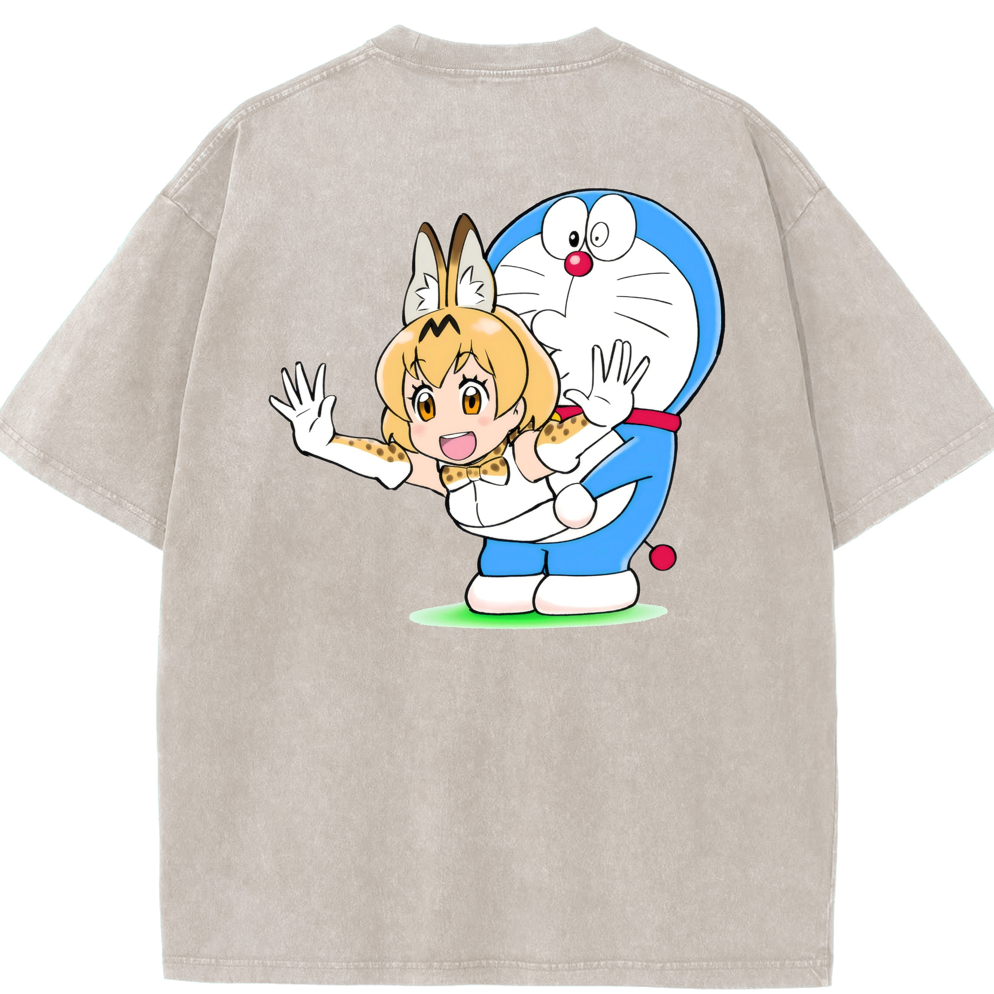 （画像用） ドラえもん Doraemon 綿100% ヴィンテージ風 半袖Tシャツ（背面プリント）