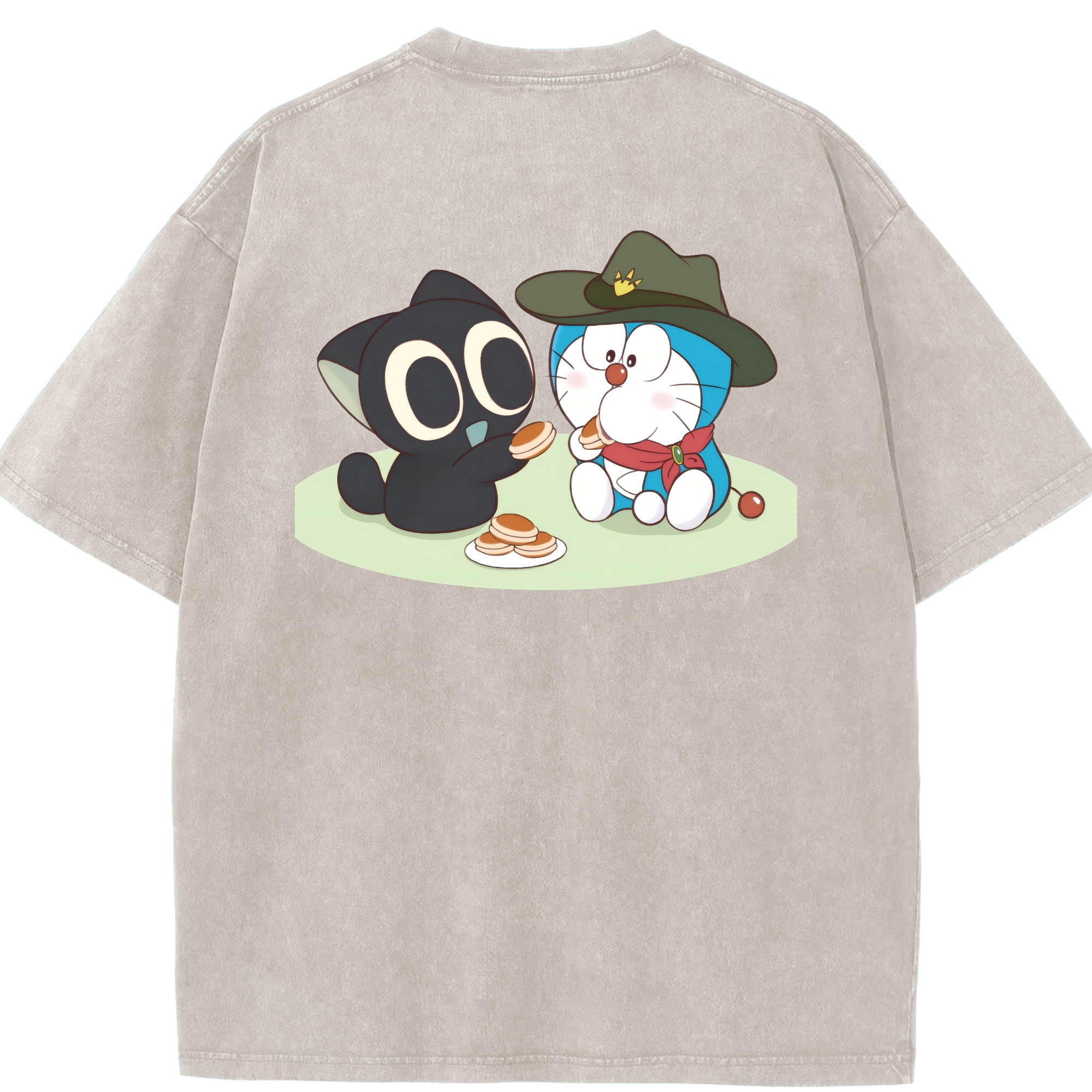 （画像用） ドラえもん Doraemon 綿100% ヴィンテージ風 半袖Tシャツ（背面プリント）