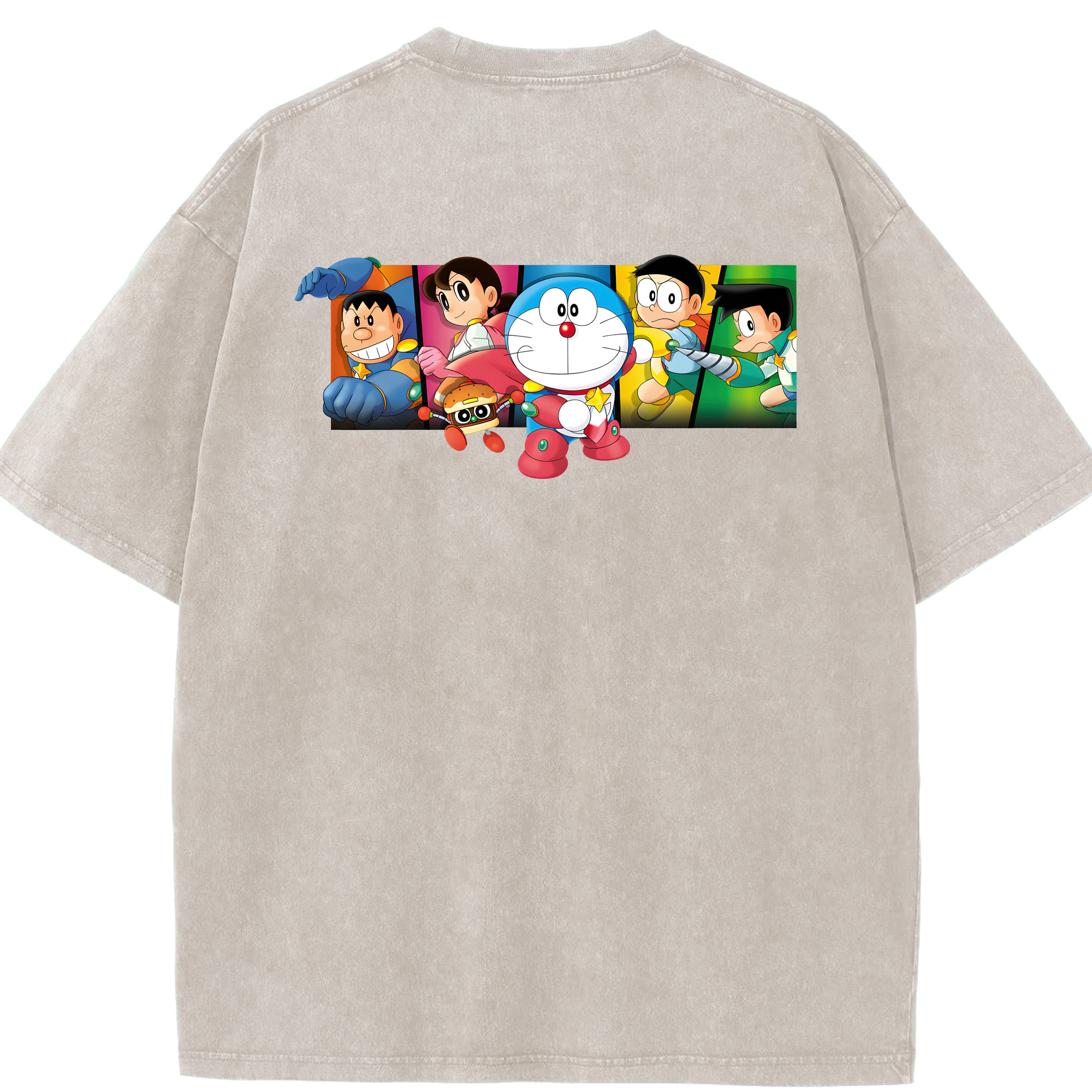 （画像用） ドラえもん Doraemon 綿100% ヴィンテージ風 半袖Tシャツ（背面プリント）