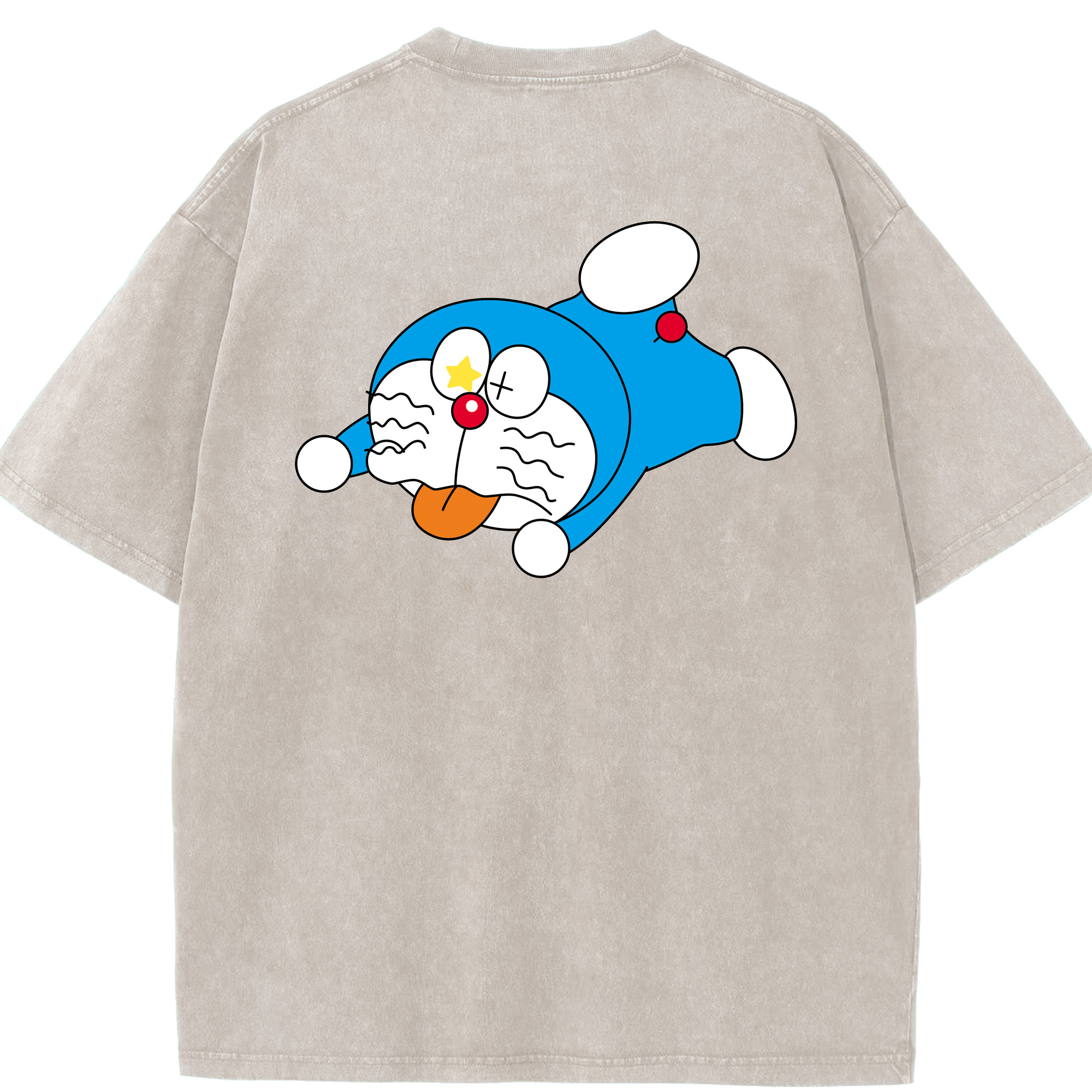 （画像用） ドラえもん Doraemon 綿100% ヴィンテージ風 半袖Tシャツ（背面プリント）
