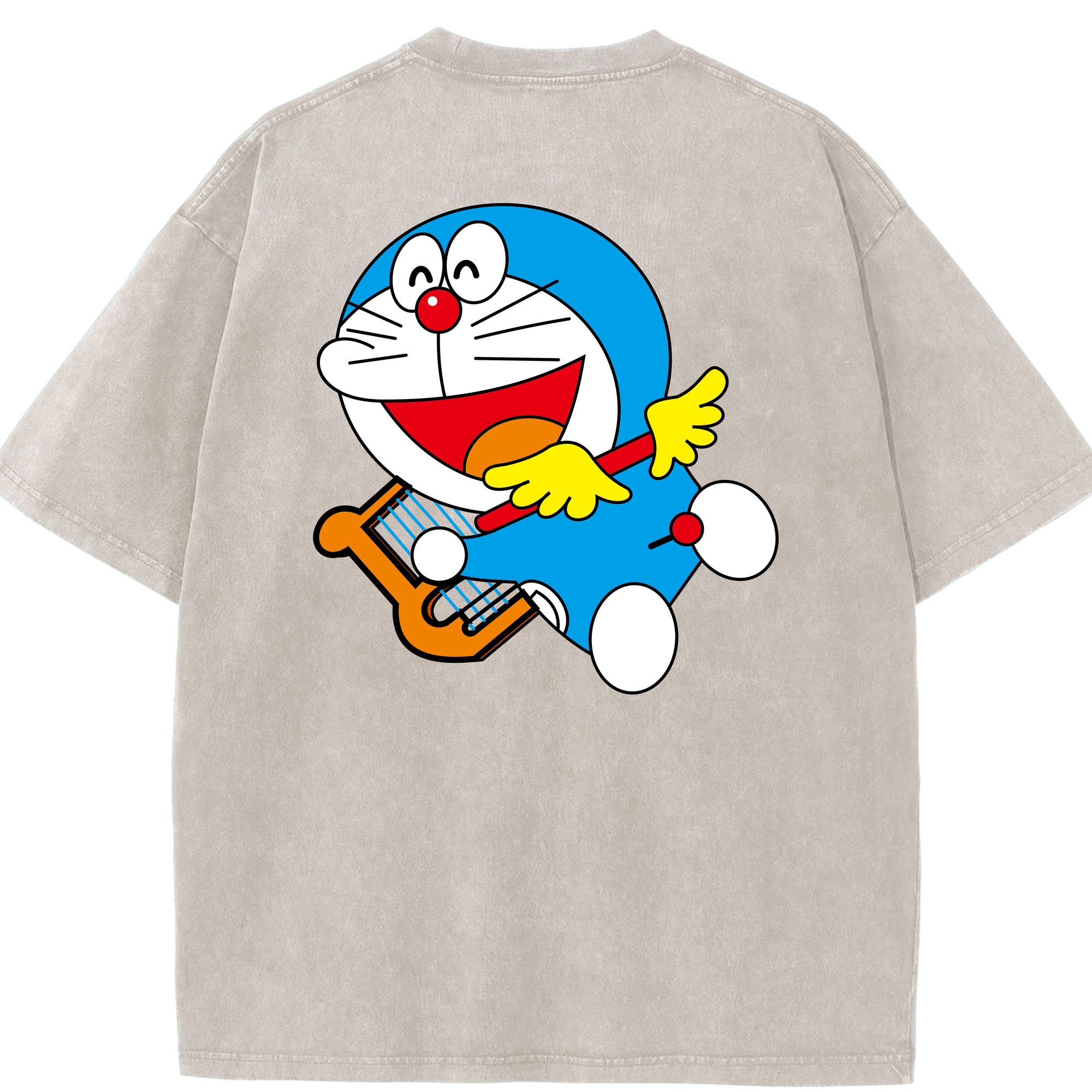 （画像用） ドラえもん Doraemon 綿100% ヴィンテージ風 半袖Tシャツ（背面プリント）