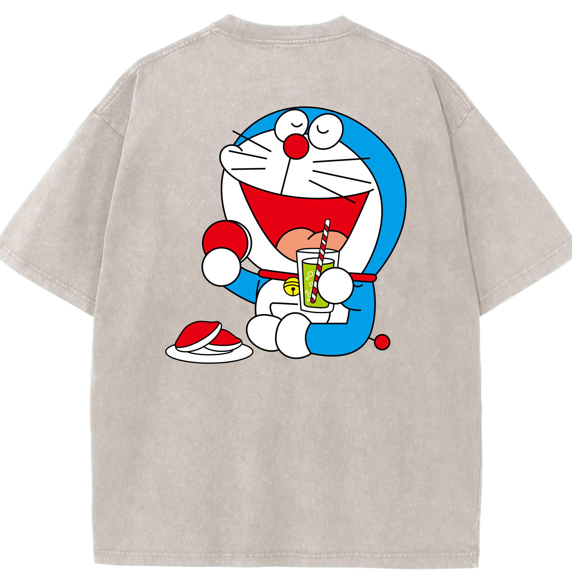 （画像用） ドラえもん Doraemon 綿100% ヴィンテージ風 半袖Tシャツ（背面プリント）